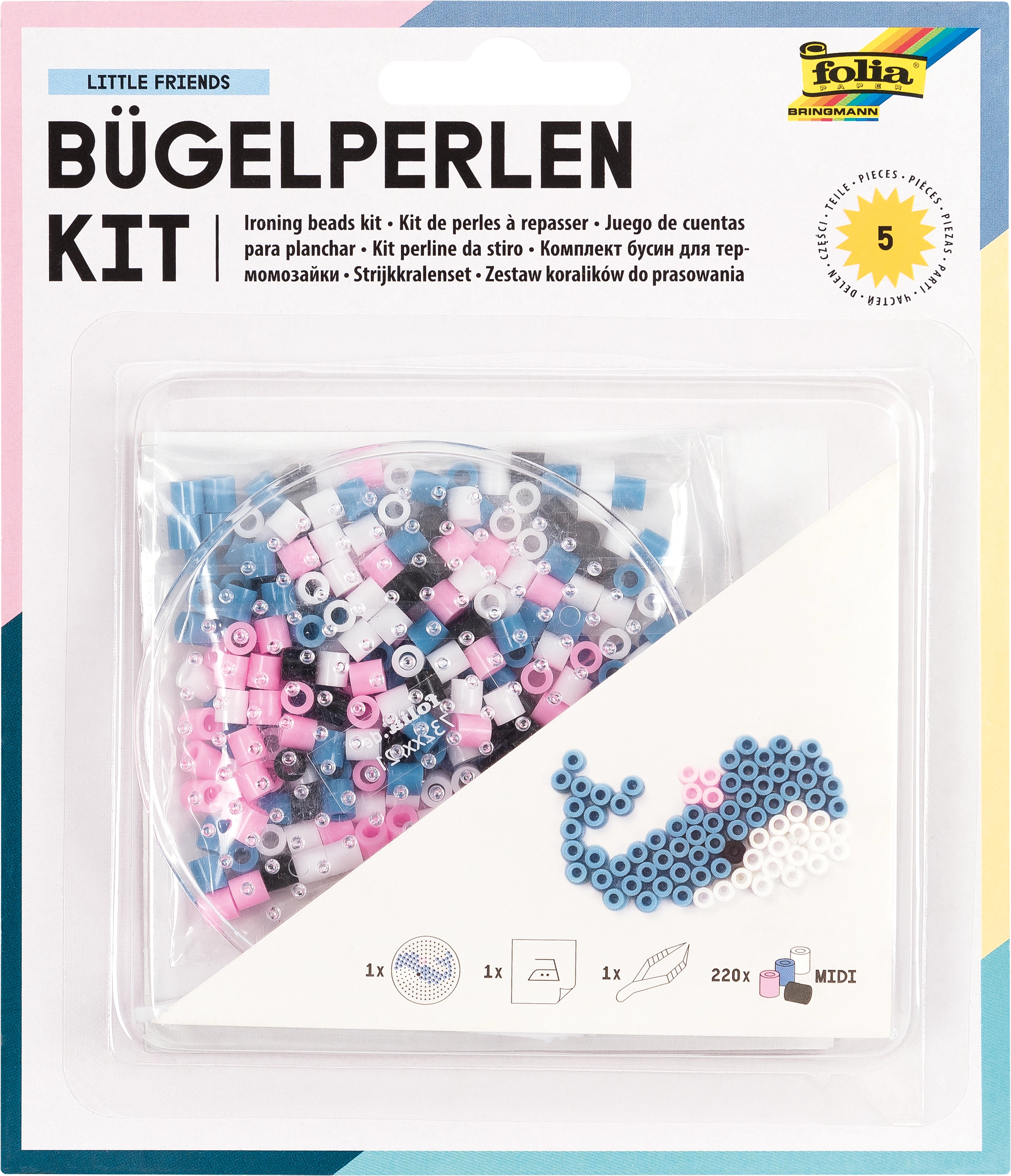 Bügelperlen Kit, Kleine Freunde, 5 Teile