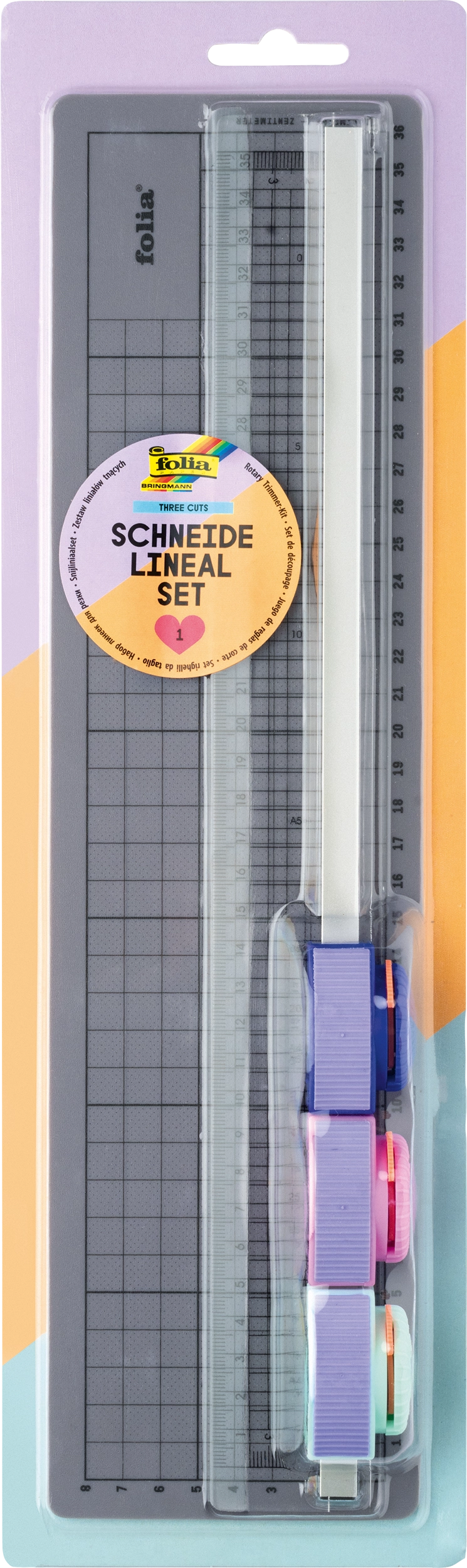 Schneidelineal Set, Drei Schnitte, 35 cm, 5 Teile