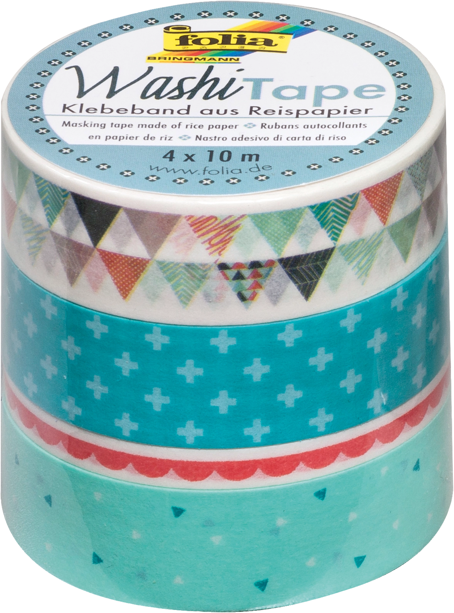 Washi Tape, Pastell, 4x 10 m, 4 Rollen