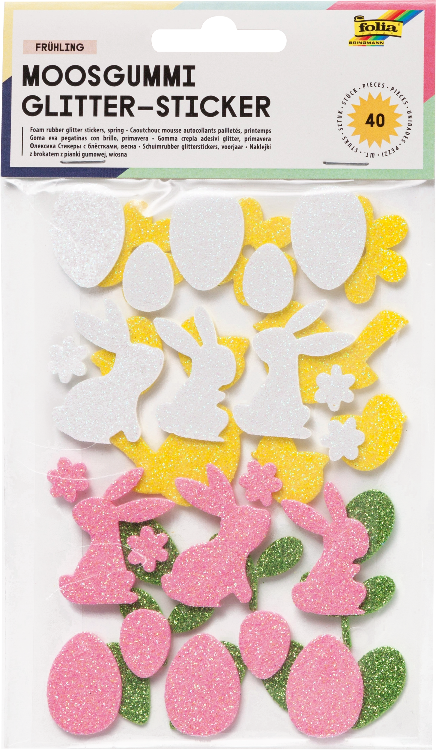 Moosgummi Glitter-Sticker, Frühling, 40 Sticker