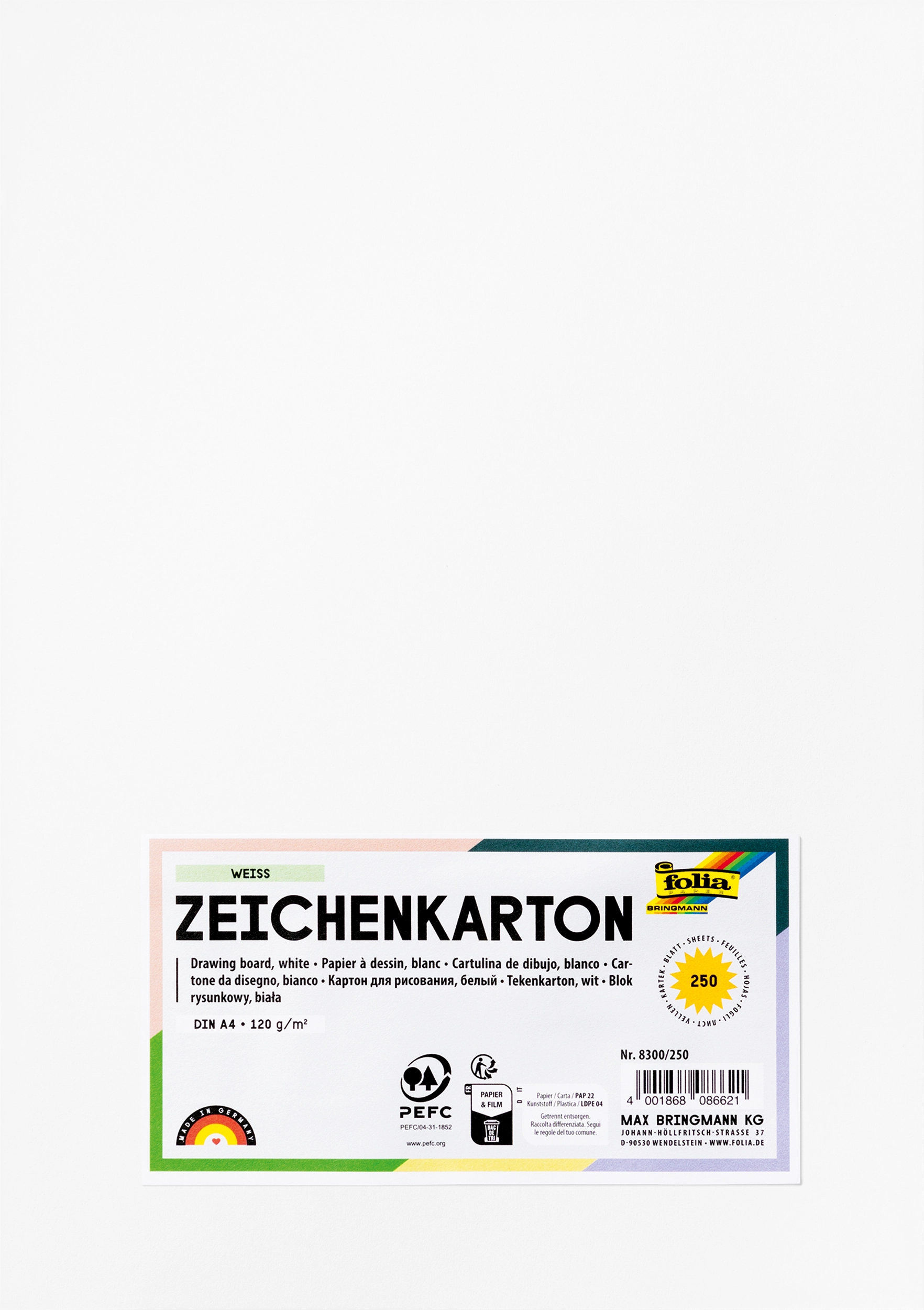 Zeichenkarton, DIN A4, 120 g/m², 250 Blatt, 1 Pack
