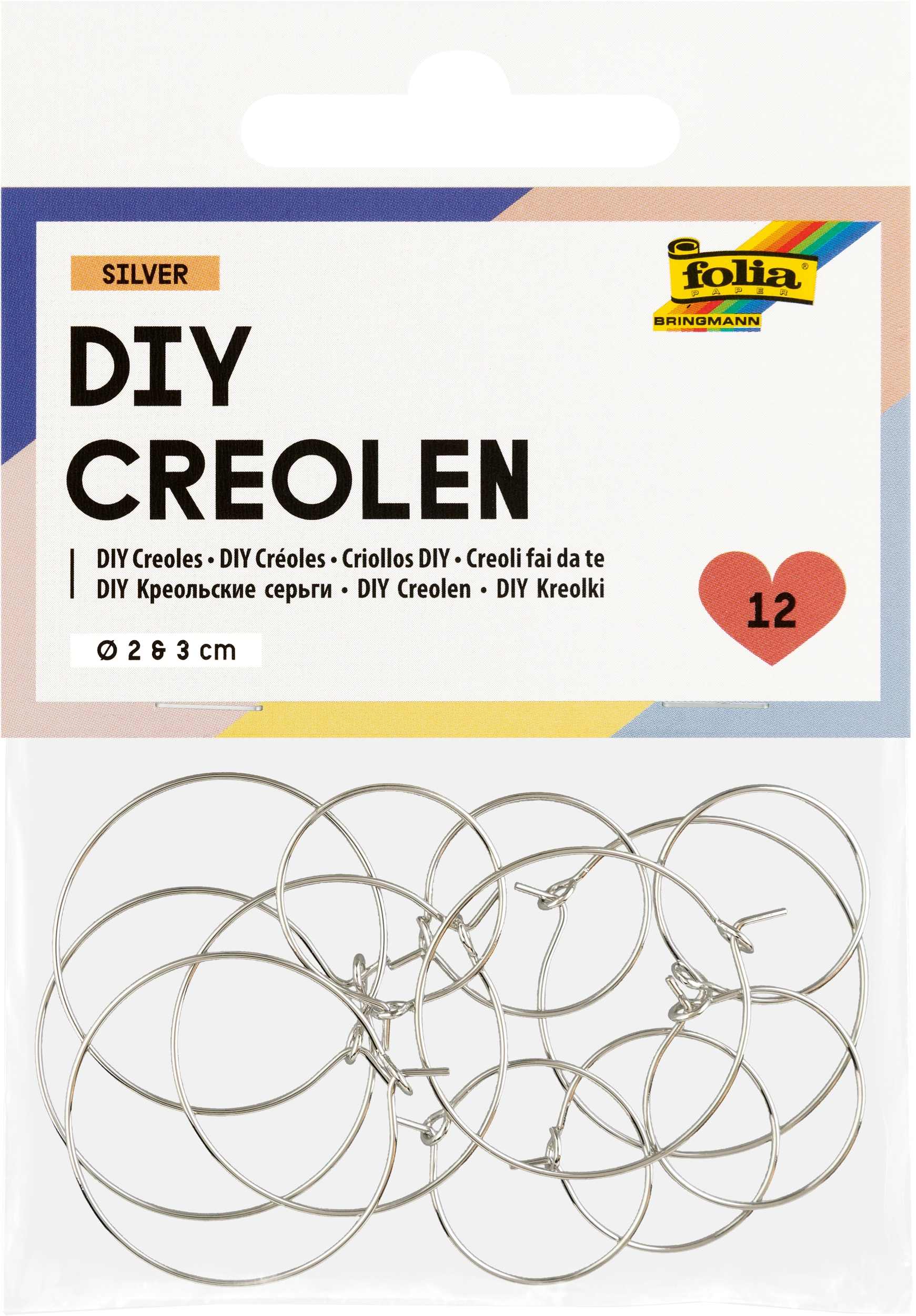 DIY Creoles, silver, 12 pieces