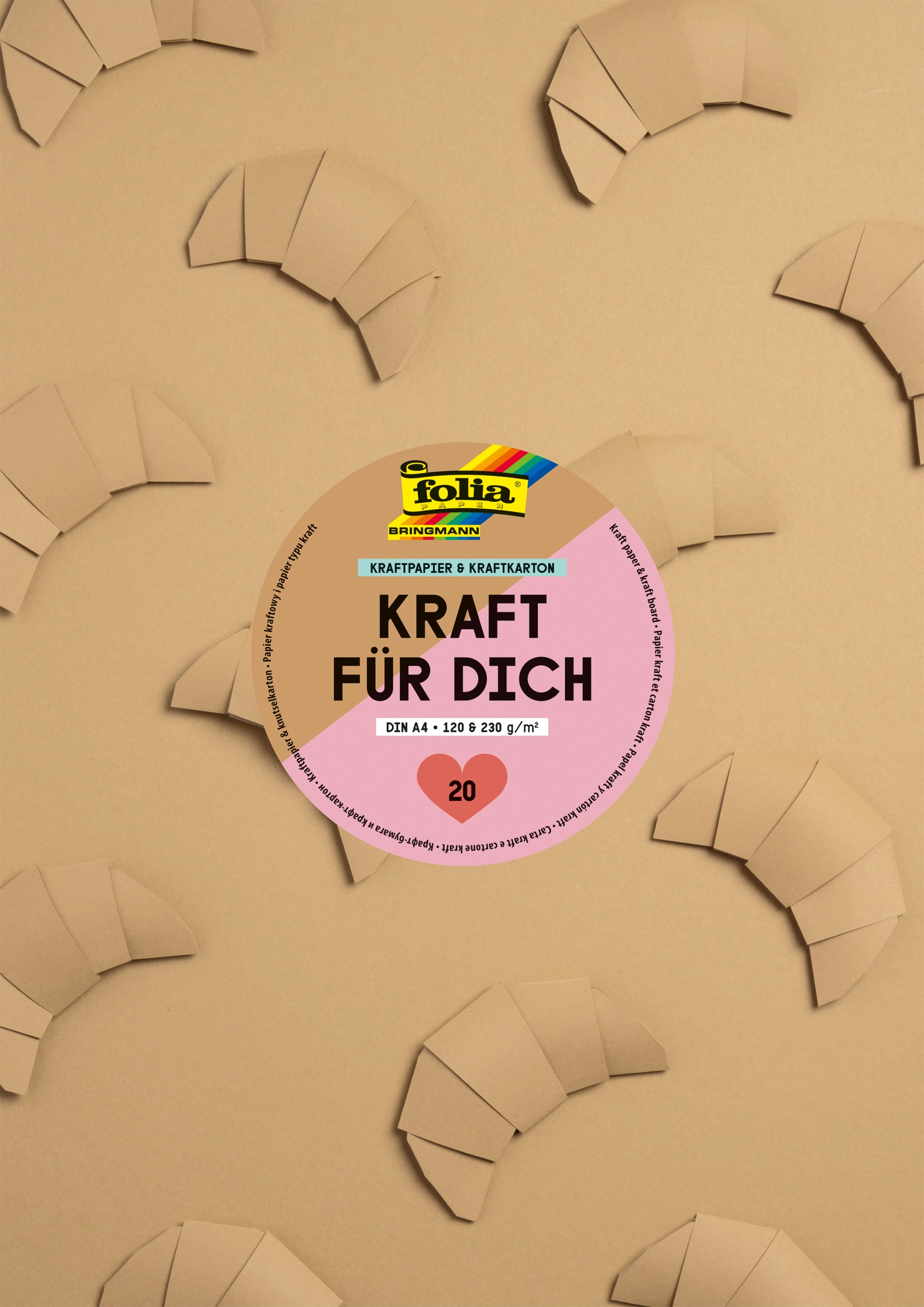 Kraftpapier-Block, Kraft für dich, DIN A4, 120 g/m² & 230 g/m², 20 Blatt