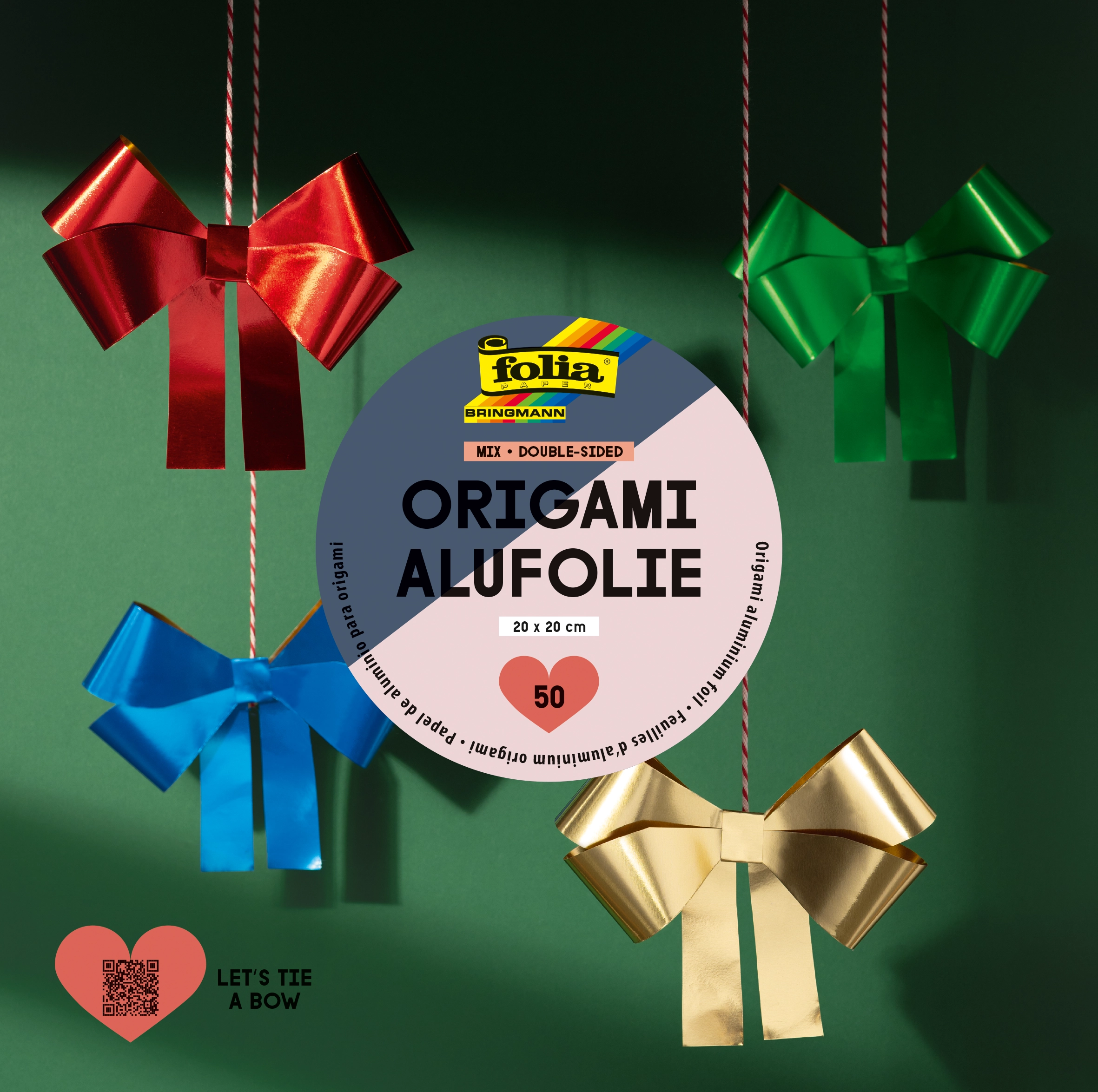 Origami Aluminium Foil, Mix, Double-Sided, 20 x 20 cm, 50 sheets