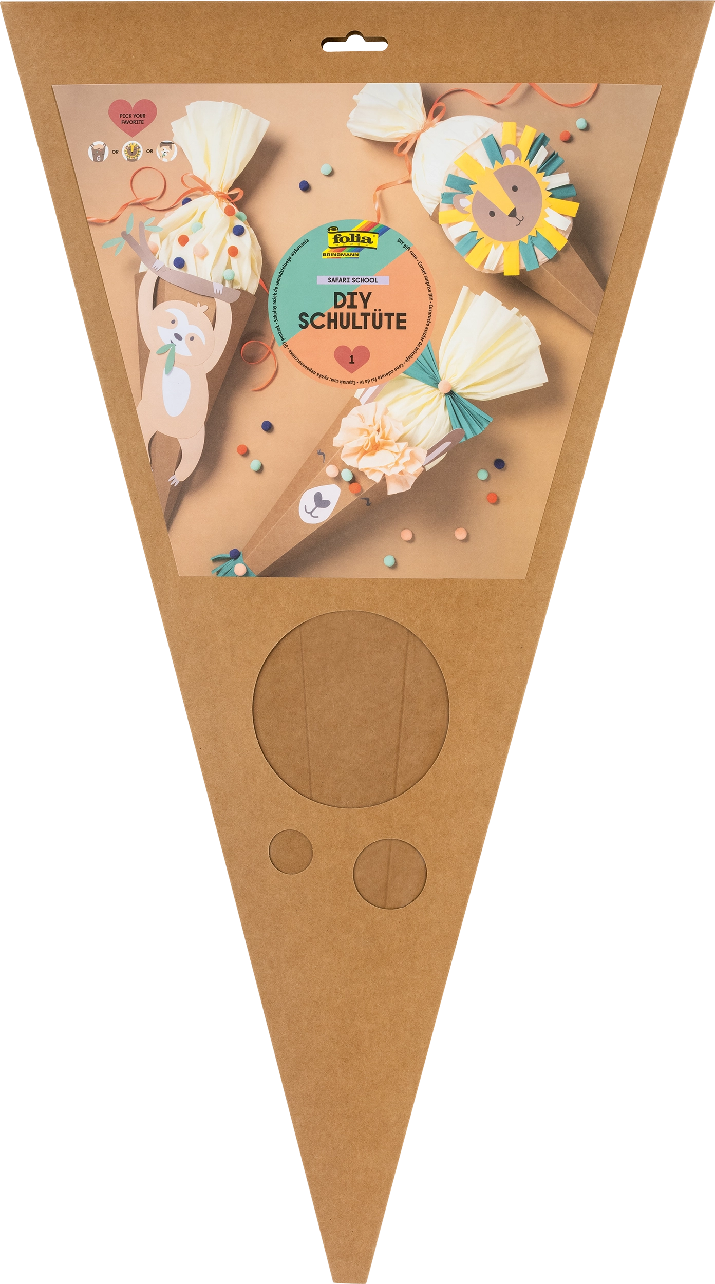 DIY School Cone, Safari School, 400 g/m², 68 cm, 1 piece