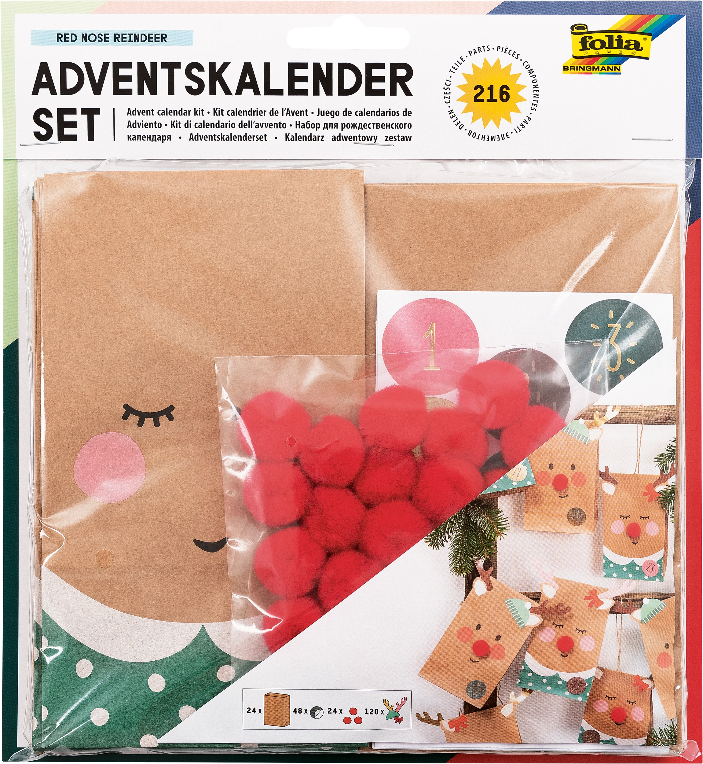 Adventskalender-Set, Red Nose Reindeer, 216 Teile