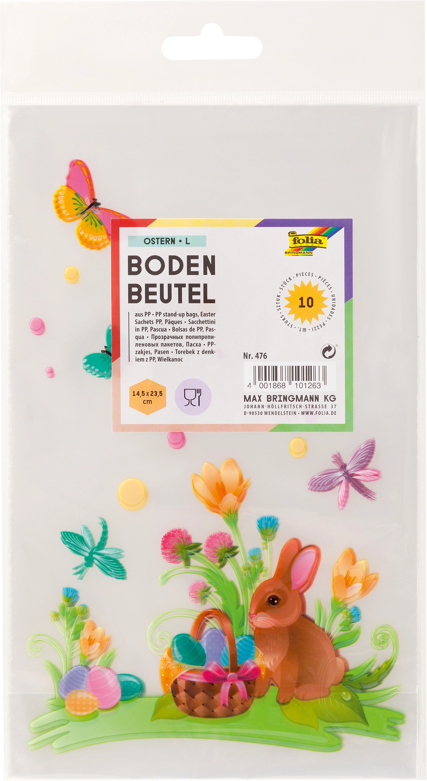PP-Bodenbeutel, Ostern, L, 14,5 x 23,5 cm, 10 Stück