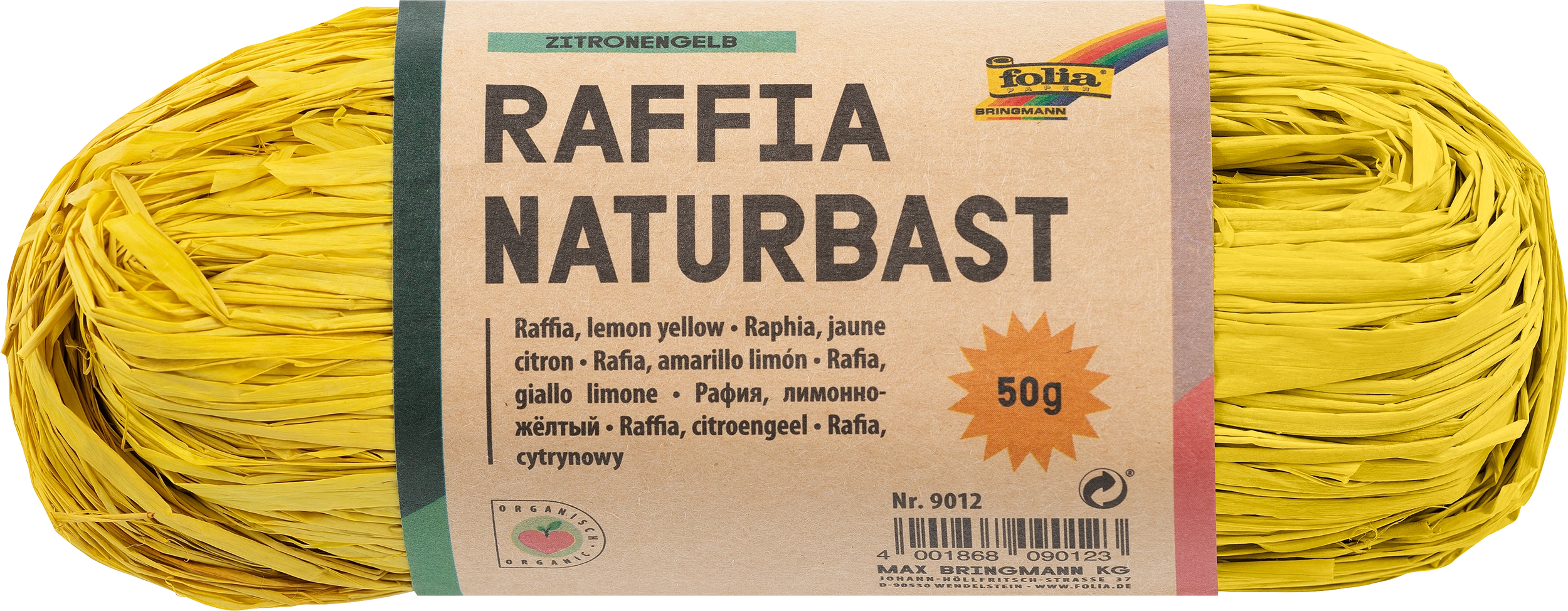 Raffia-Naturbast, Zitronengelb, 1 Stück