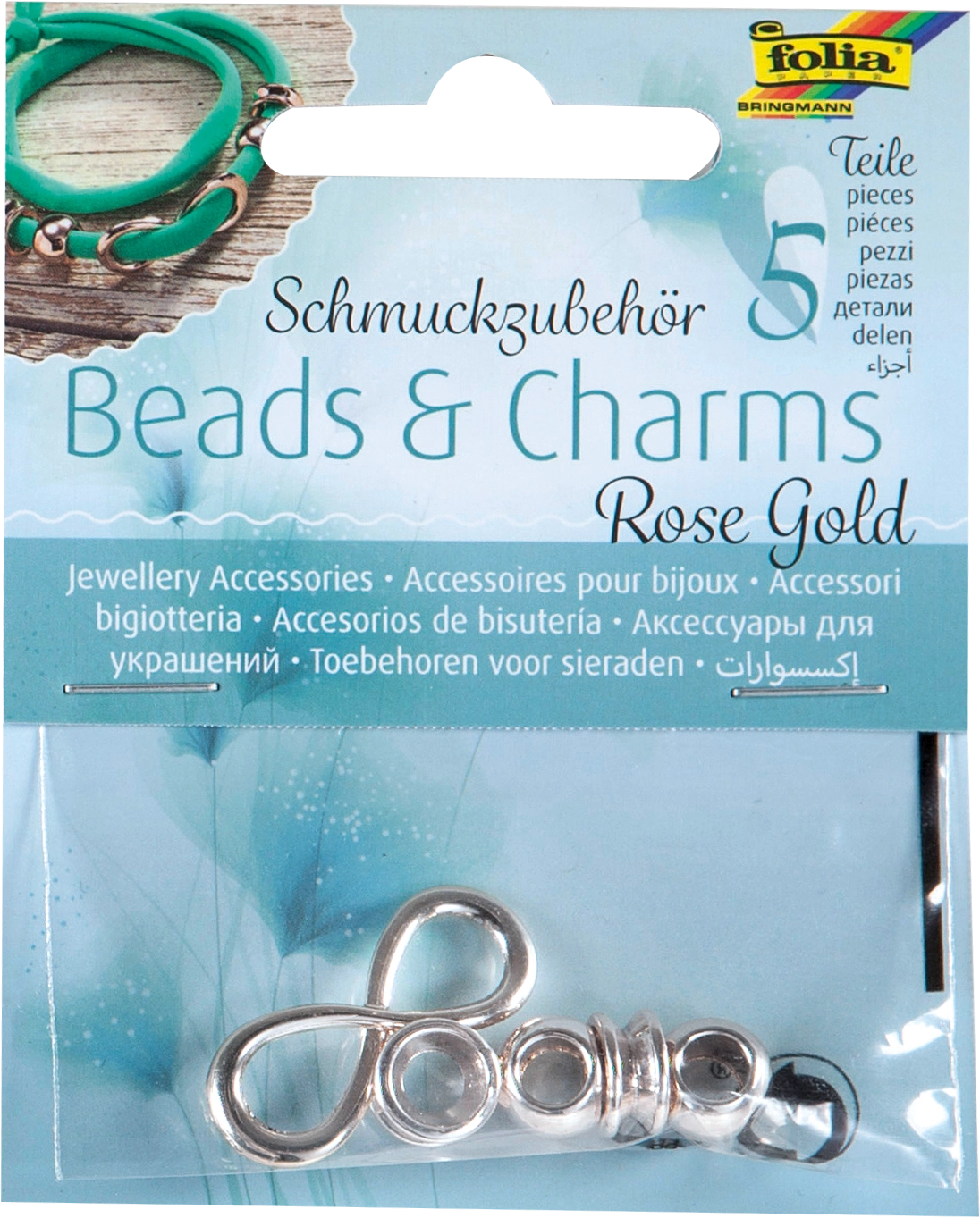 Charms, Rose Gold, 5 Stück