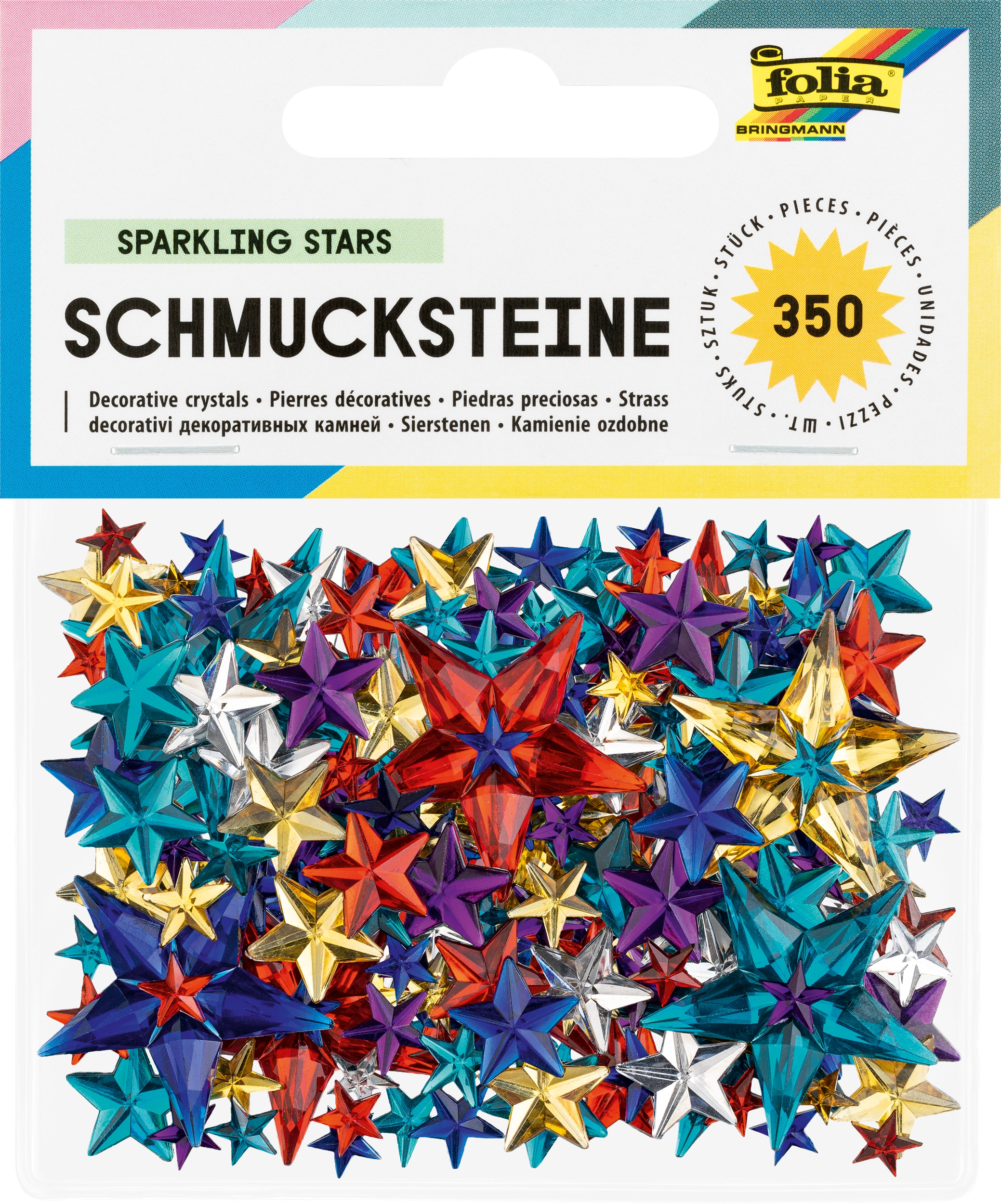 Schmucksteine, Sparkling Stars, Ø 6, 10, 14, 31 mm, 350 Stück