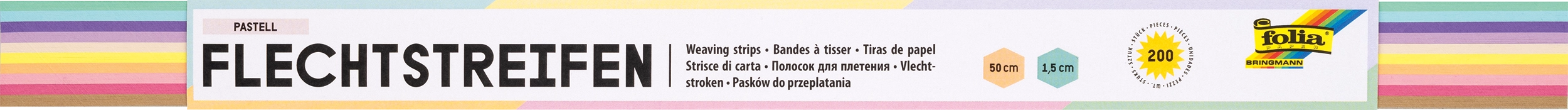 Flechtstreifen , Pastell, 50 x 1,5 cm, 130 g/m², 200 Streifen