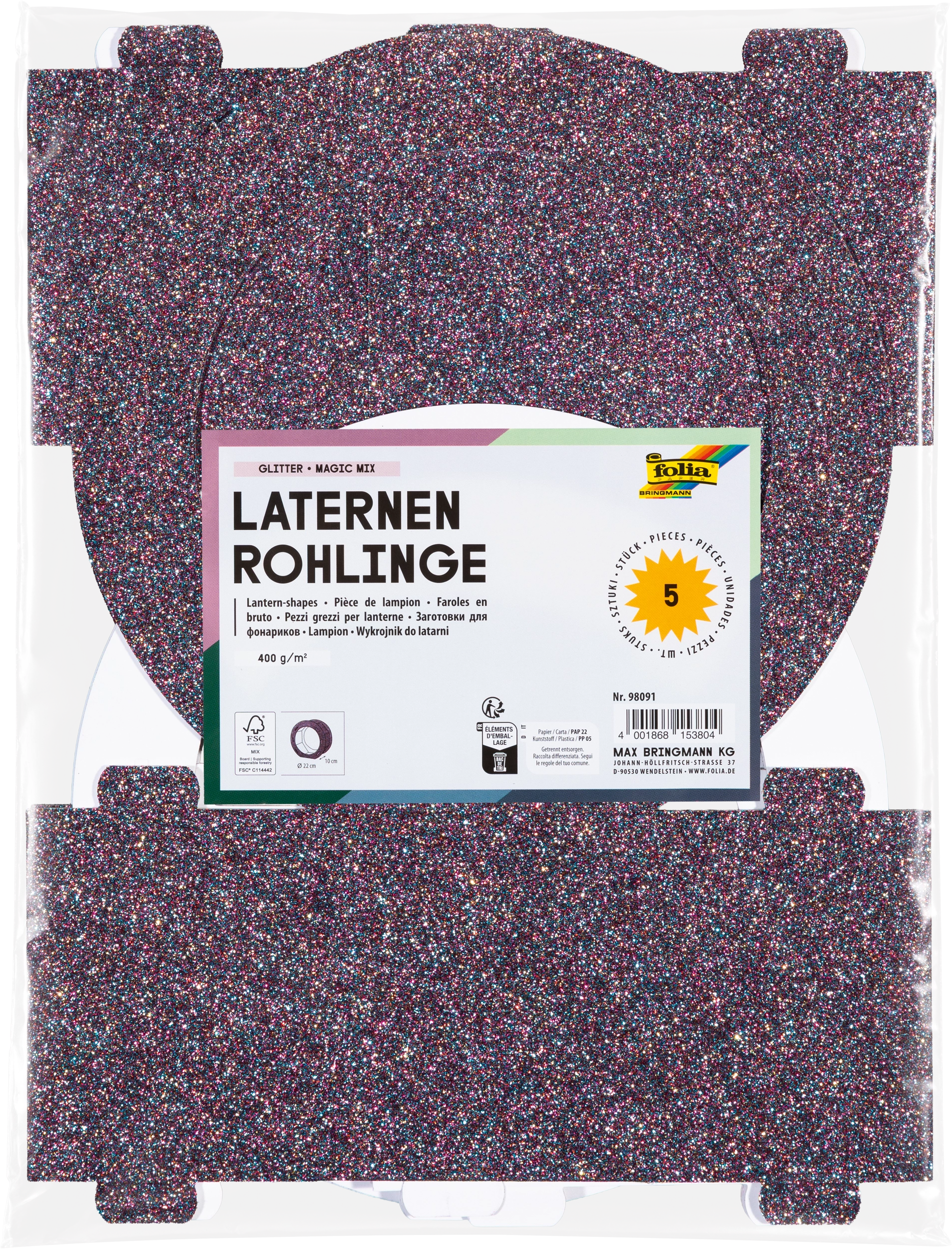 Lantern Blanks, Glitter, Magic Mix, 400 g/m², 1 piece