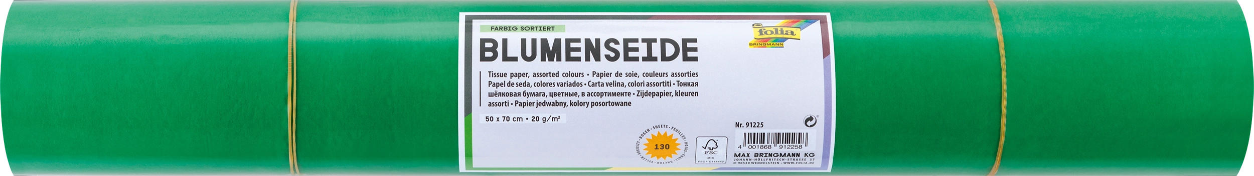 Blumenseide, Farbig sortiert, 50 x 70 cm, 20 g/m², 130 Blatt