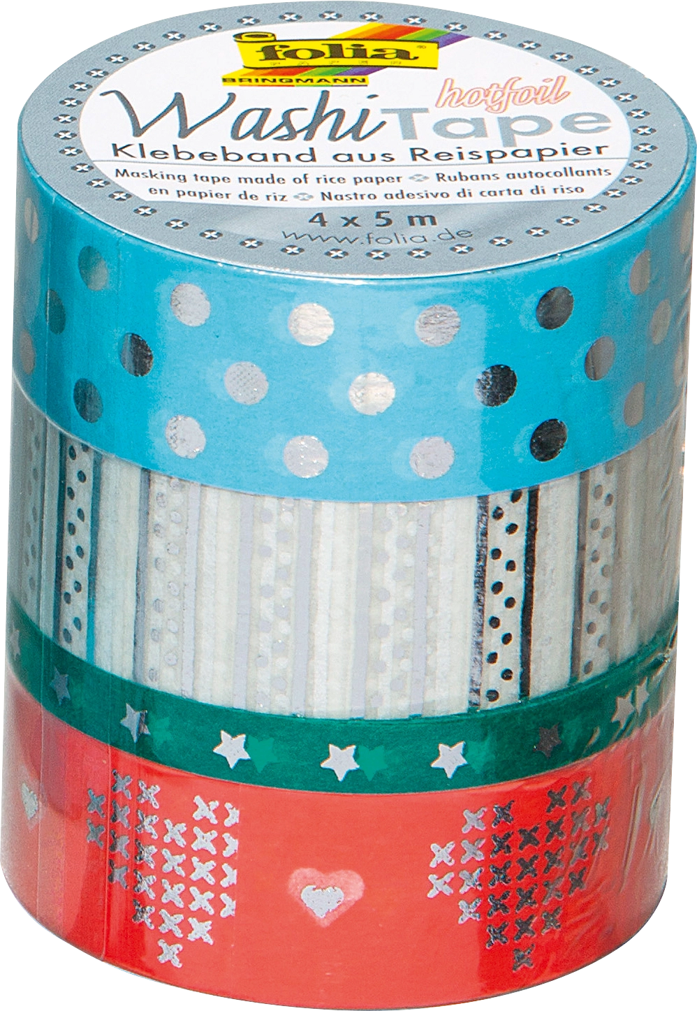 Washi Tape, Silber III, 4x 5 m, 4 Rollen