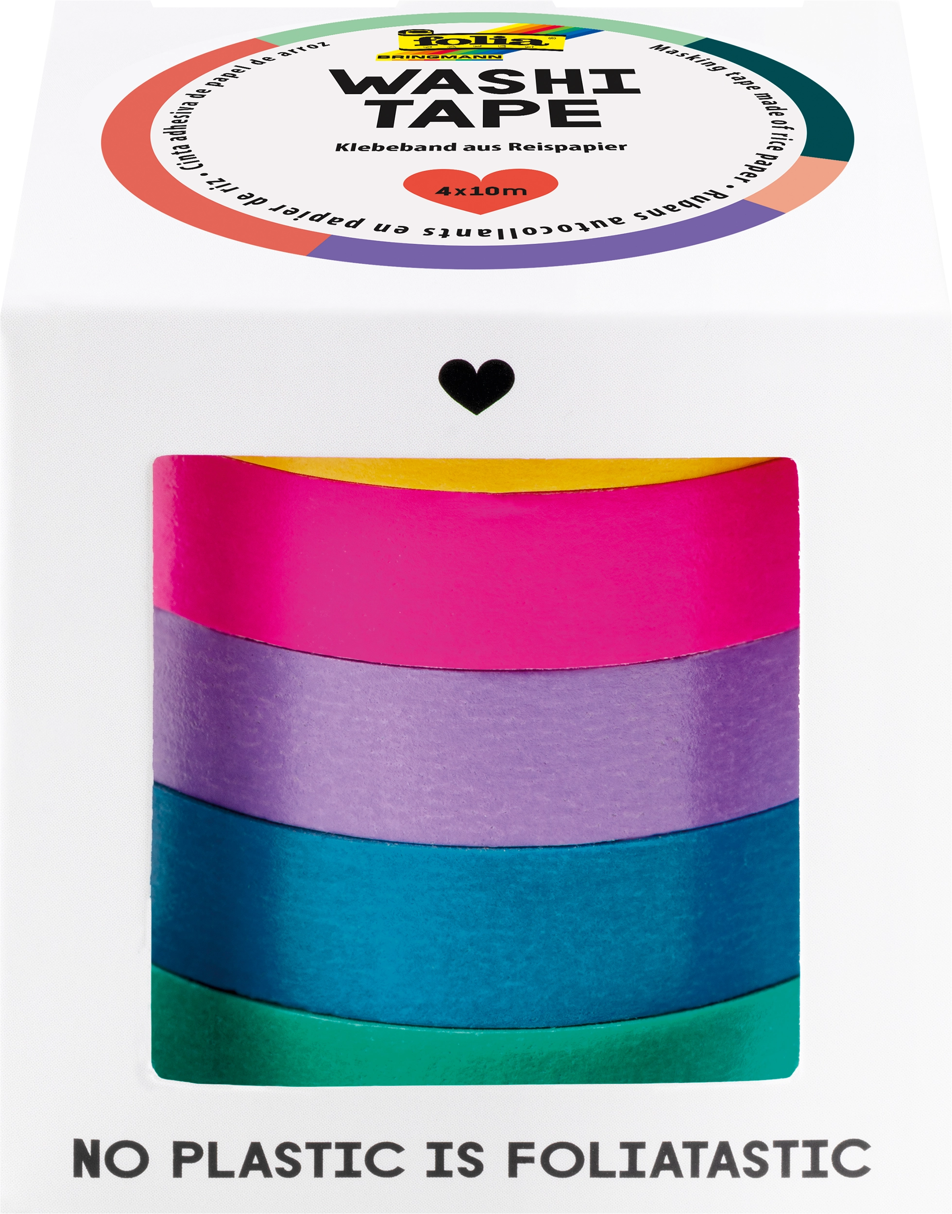 Washi Tape, Basic, 5x 10 m, 5 Rollen