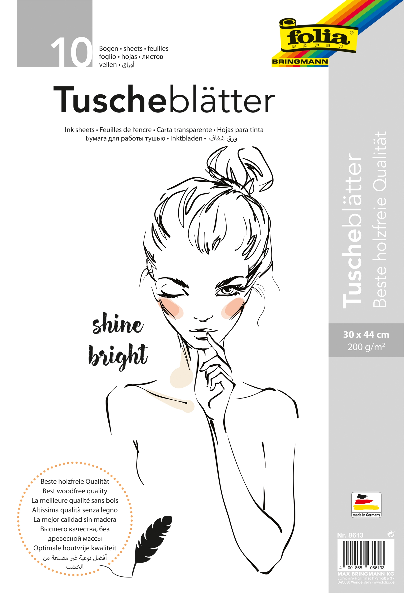 Ink Sketch Paper, 30 x 44 cm, 200 g/m², 10 sheets, 1 pack