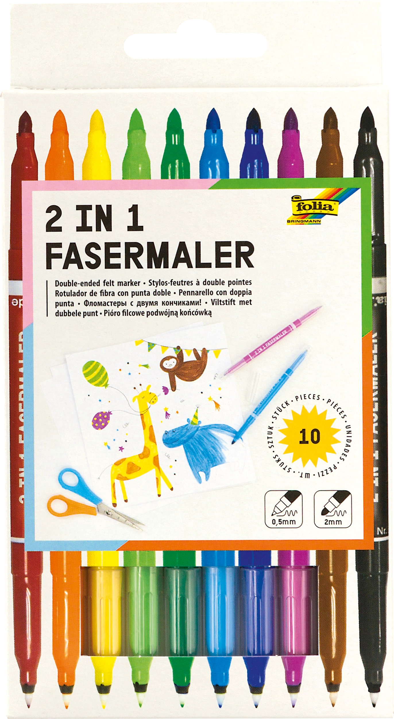 2-in-1 Fasermaler, 10 Stifte