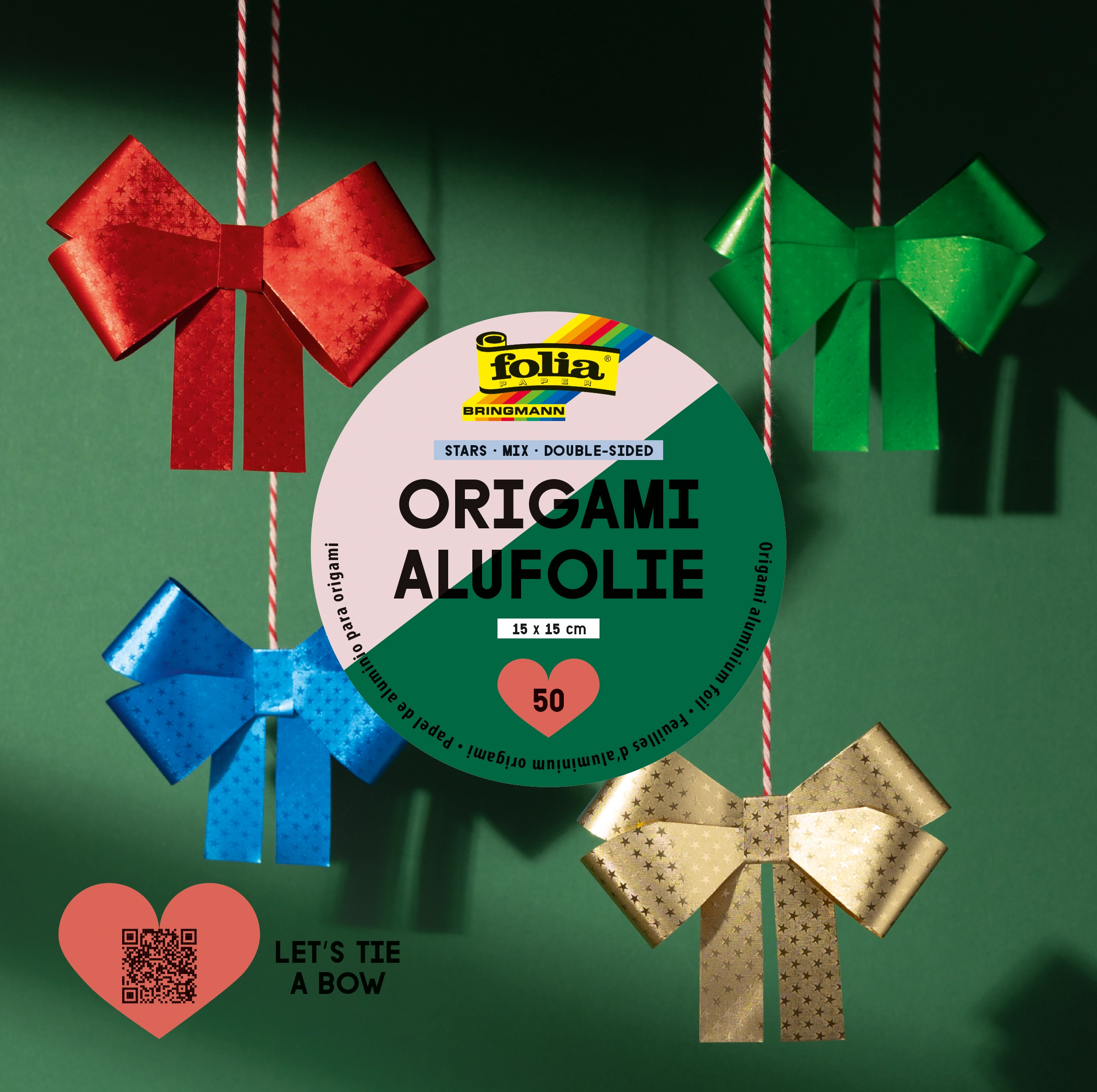 Origami Aluminium Foil, Stars, Mix, Double-Sided, 15 x 15 cm, 50 sheets