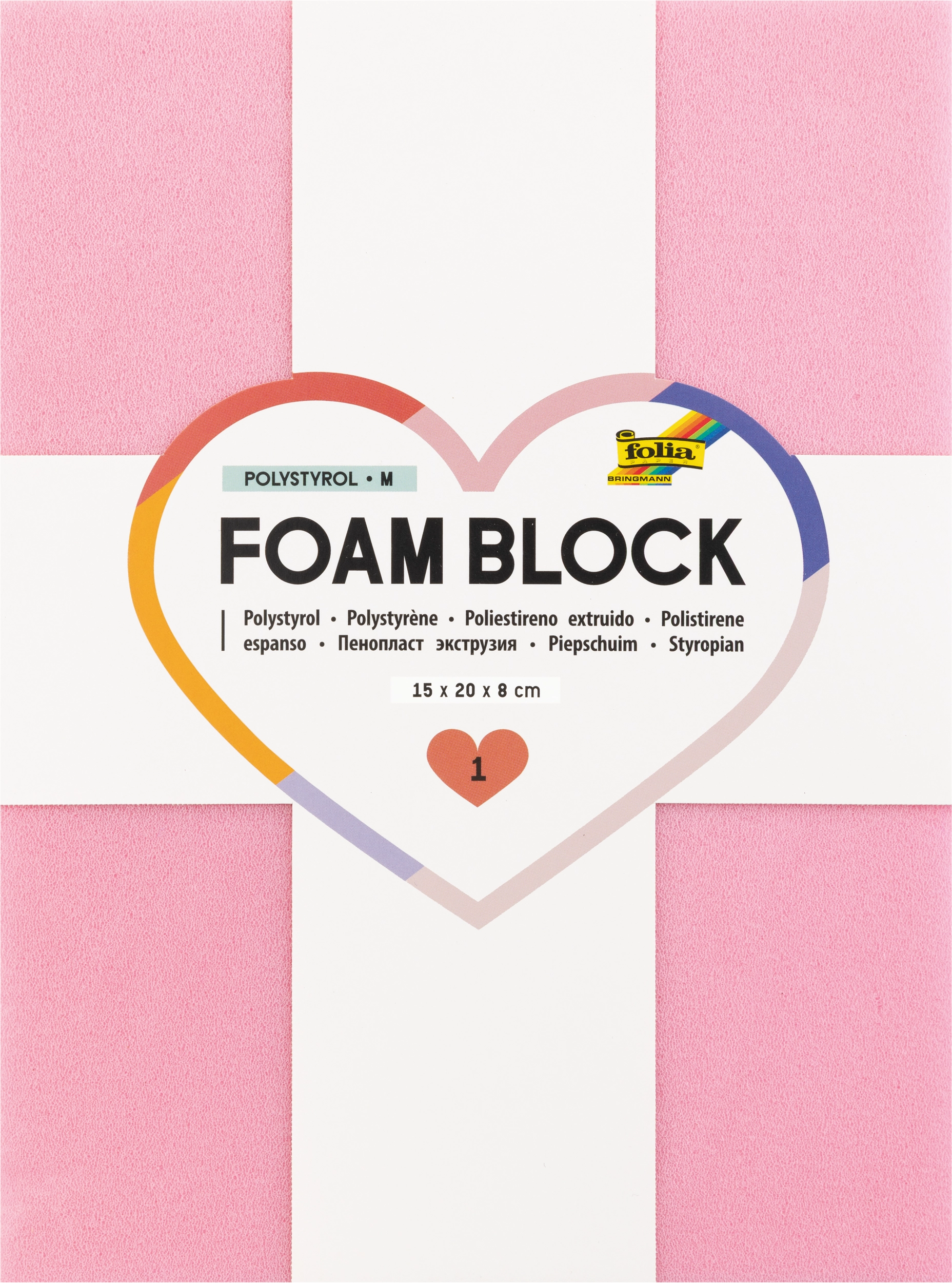 Foam Block, Polystyrol, M, 15 x 20 x 8 cm, 1 piece