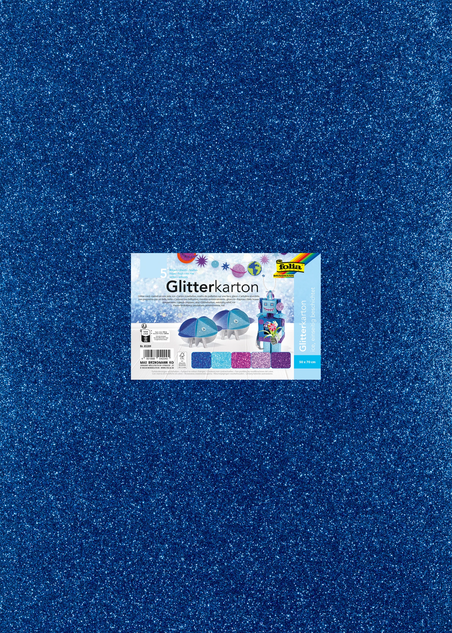 Glitterkarton, Ice, 50 x 70 cm, 300 g/m², 5 Blatt