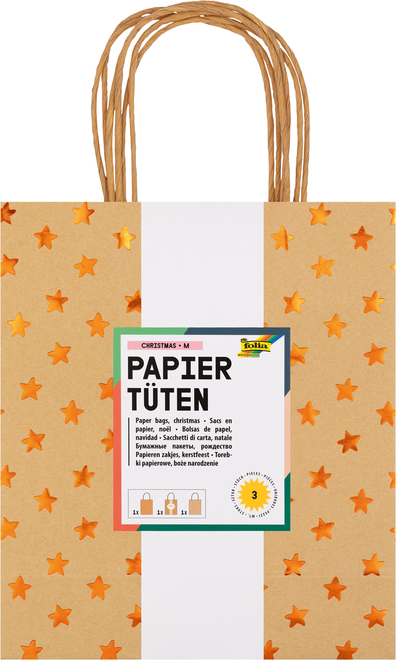 Papiertüten, Christmas, M, 3 Stück