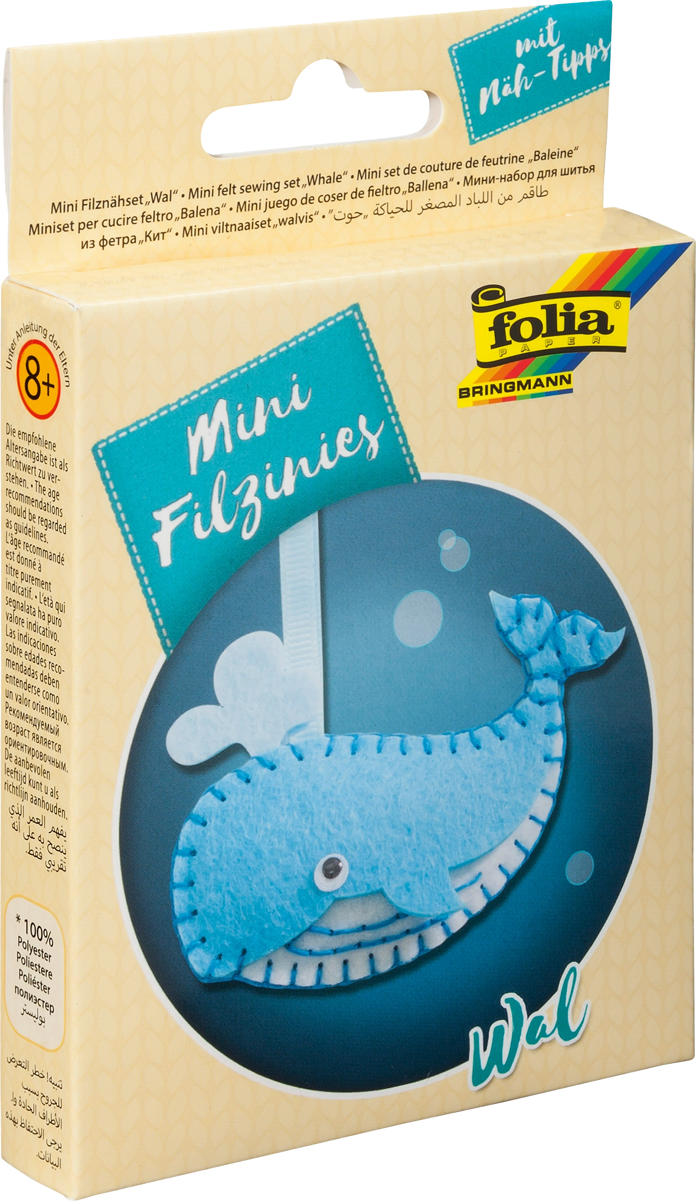 Mini Felt-Sewing-Set , Whale, 9 parts