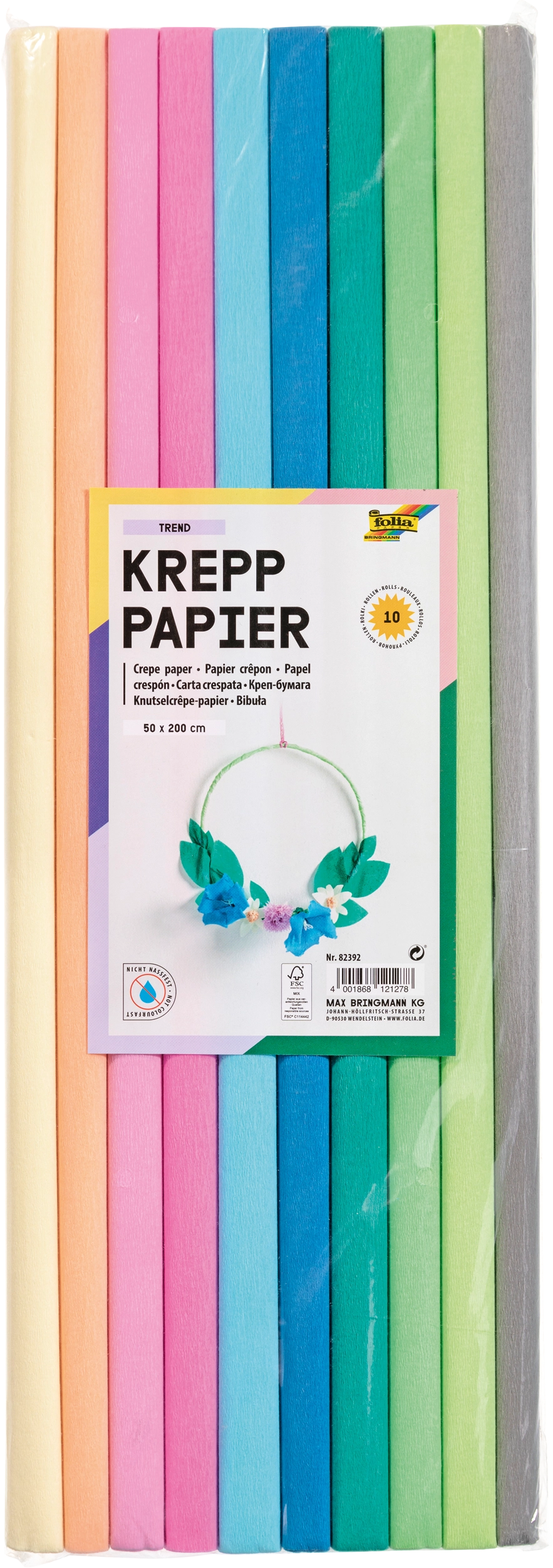 Crepe Paper, Trend, 50 x 200 cm, 32 g/m², 10 rolls