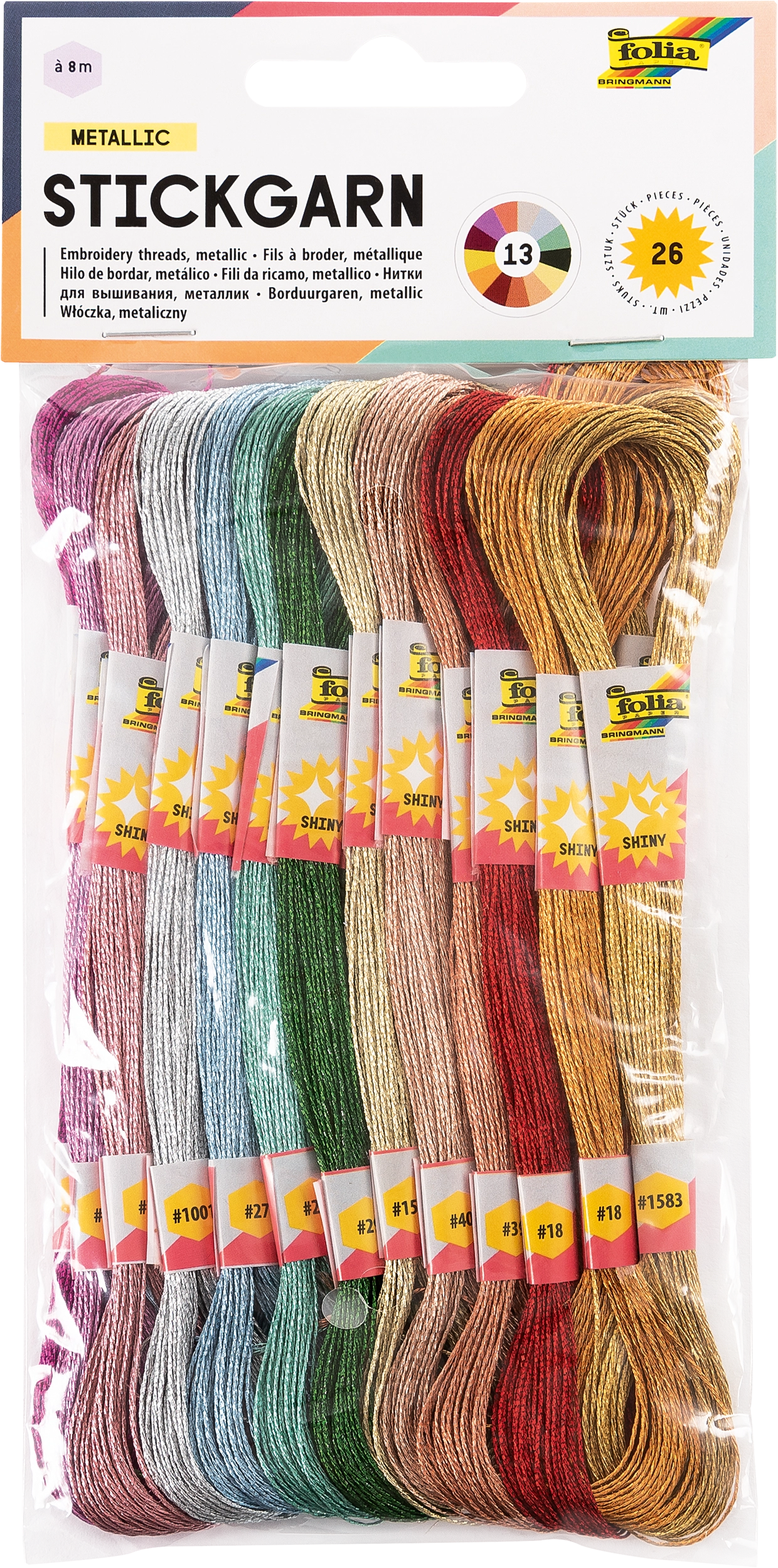 Embroidery Thread, Metallic, 26 skeins