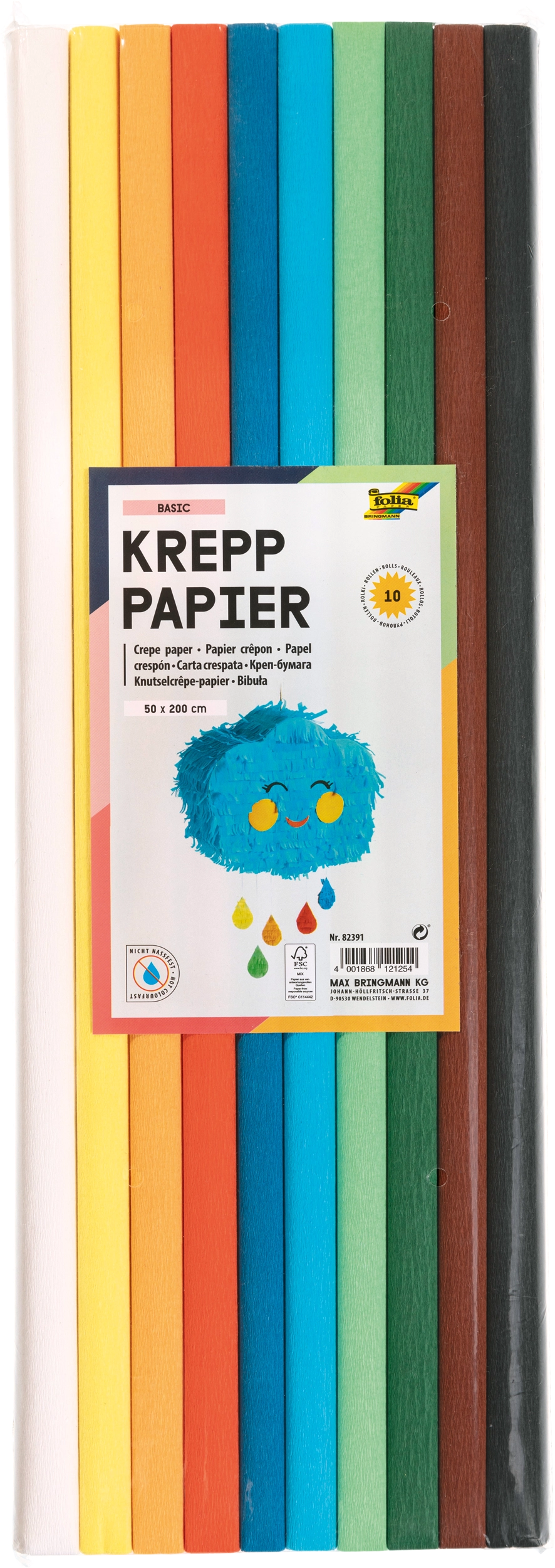 Crepe Paper, Basic, 50 x 200 cm, 32 g/m², 10 rolls