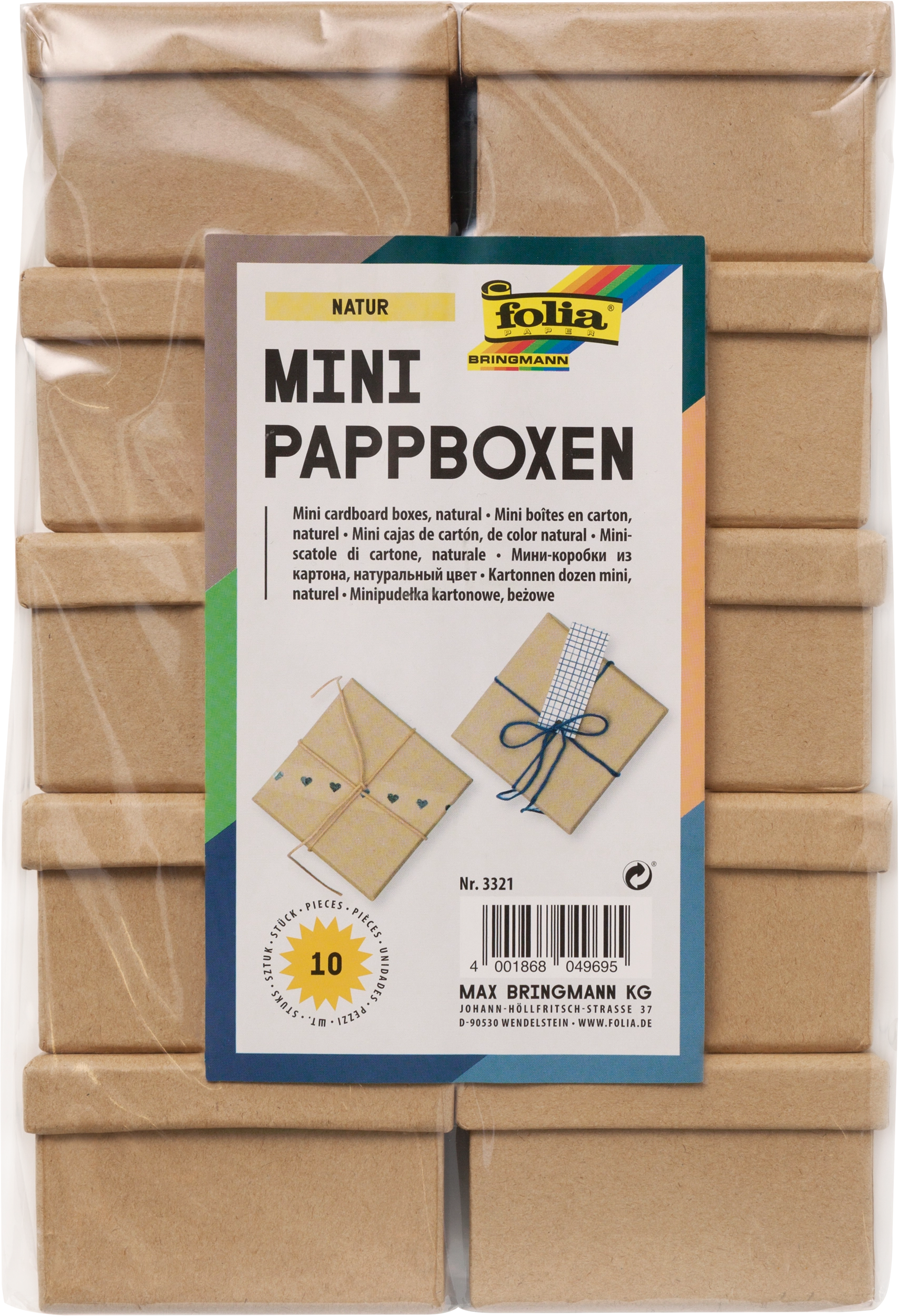 Mini Pappboxen, Natur, Eckig, 10 Stück