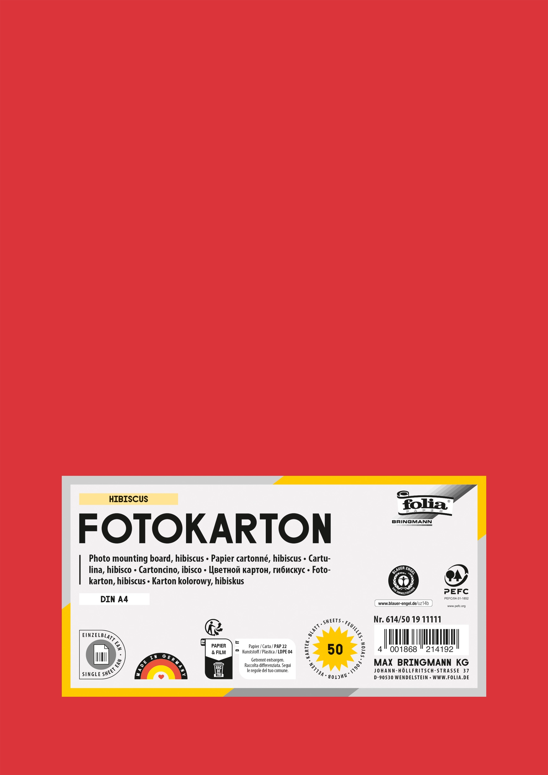 Photo Mounting Board, Hibiscus, DIN A4, 300 g/m², 50 sheets, yes