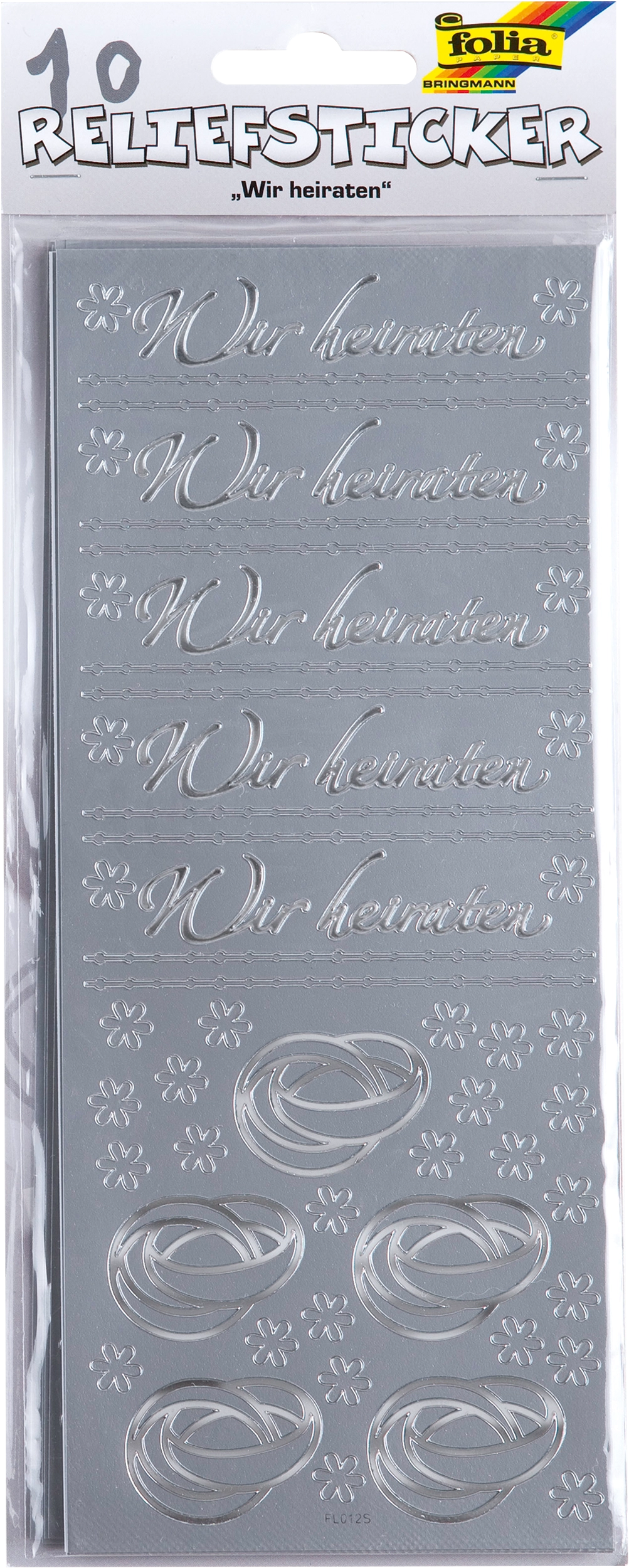 Relief-Sticker, Wir heiraten, 656 Sticker, 10 Blatt