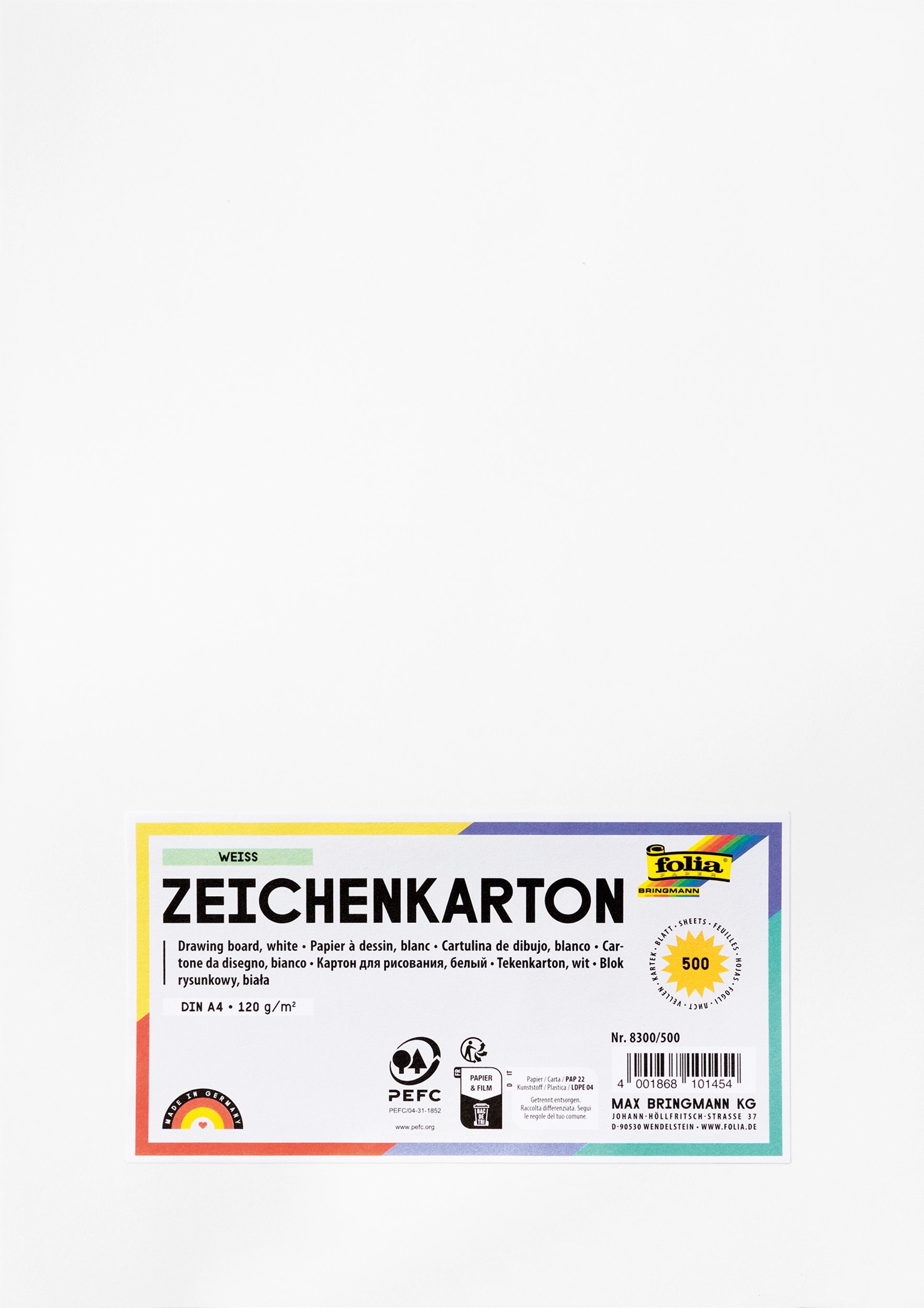 Zeichenkarton, DIN A4, 120 g/m², 500 Blatt, 1 Pack
