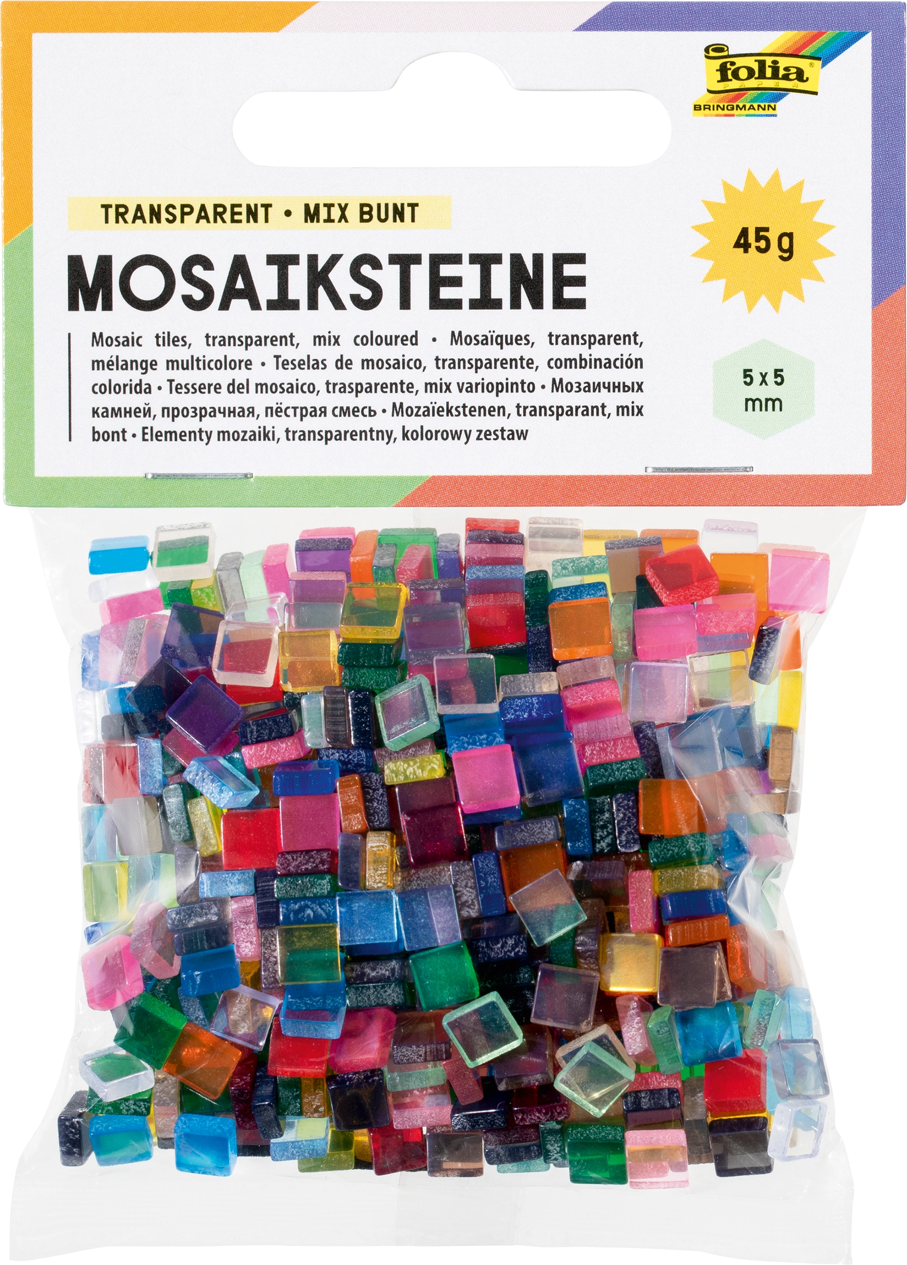 Resin-Mosaiksteine, Transparent, Mix Bunt, 5 x 5 mm, 700 Stück
