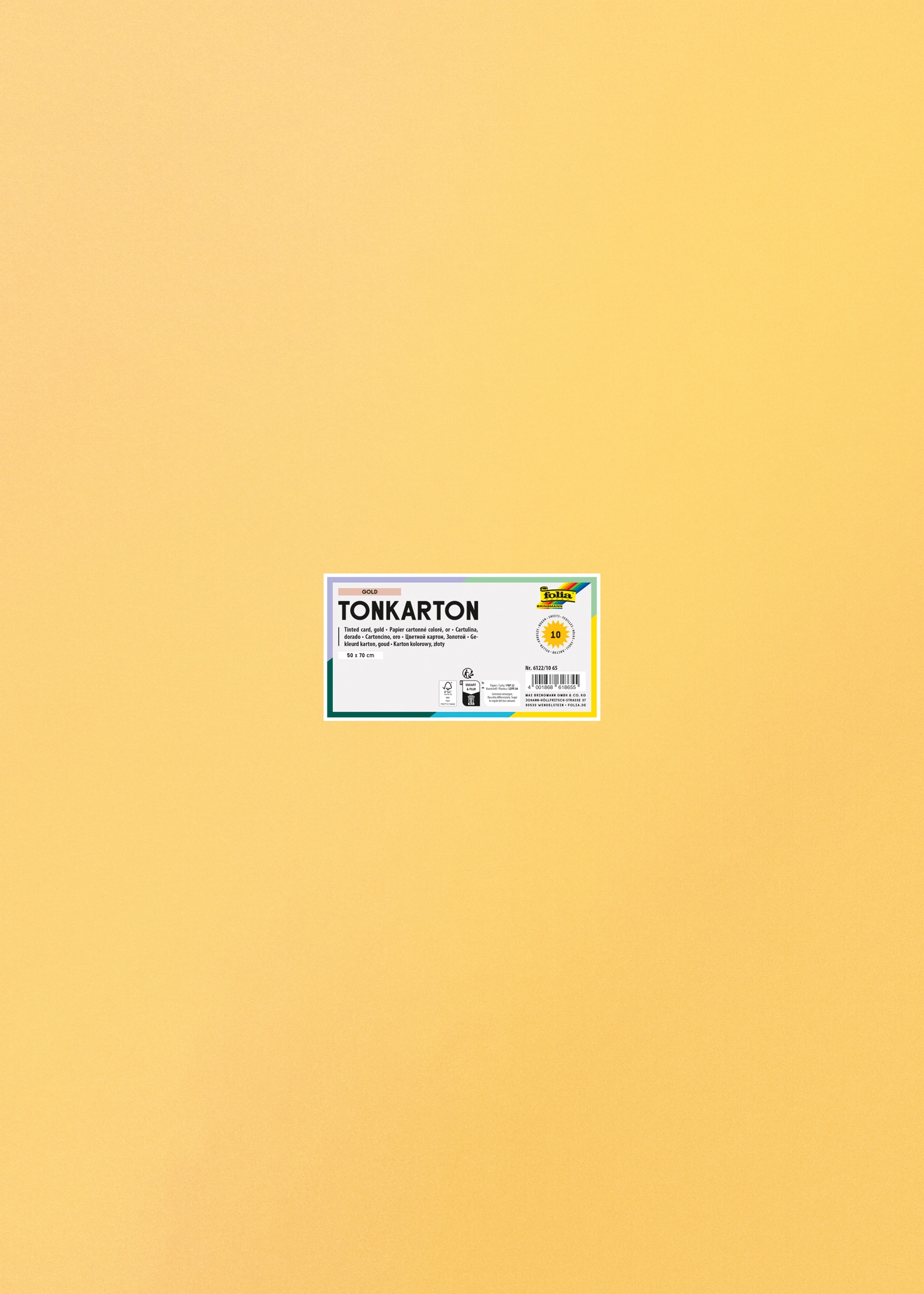 Tonkarton, Gold, 50 x 70 cm, 220 g/m², 10 Blatt