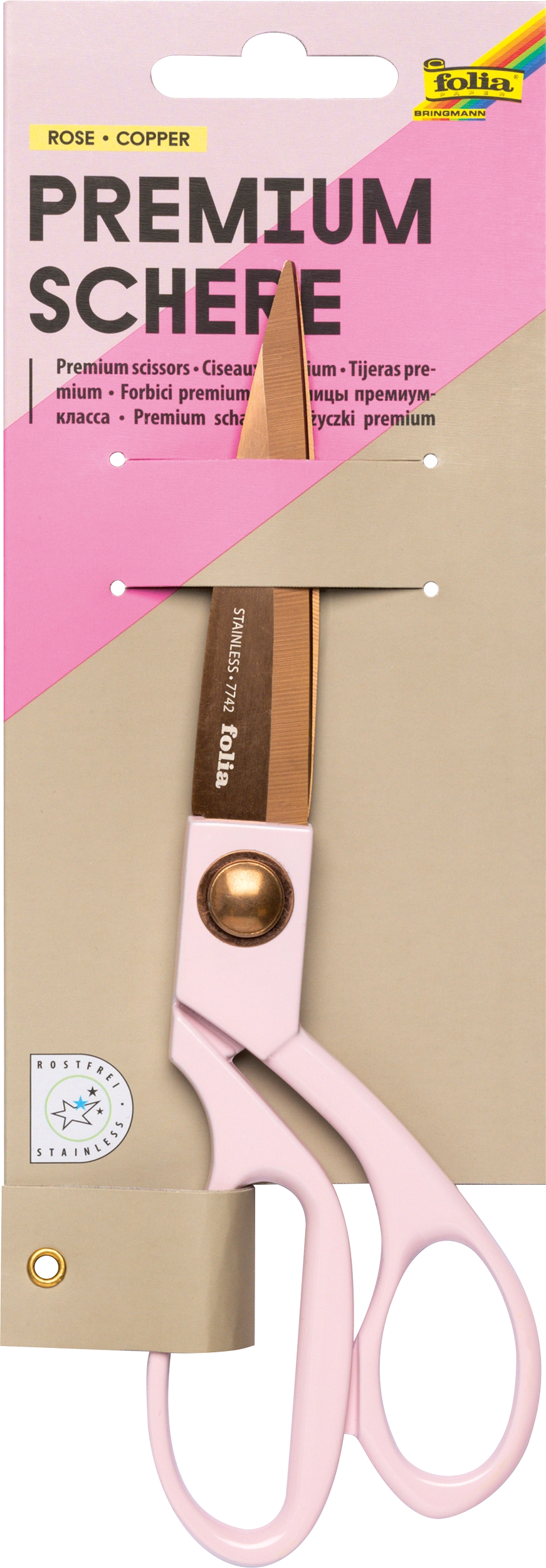 Premiumschere, Rosa / Kupfer, 20 cm, 1 Schere