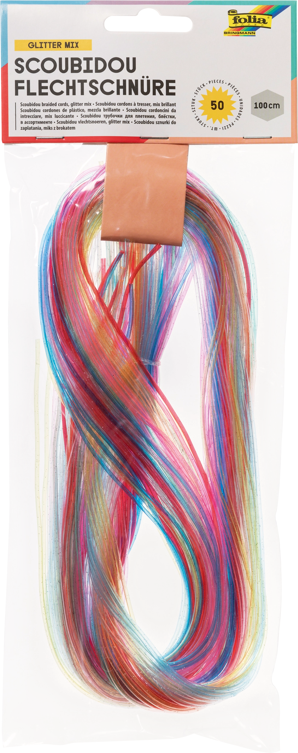 Scoubidou Flechtschnüre , Glitter Mix, ~ Ø 1,8 mm, 50 Stück