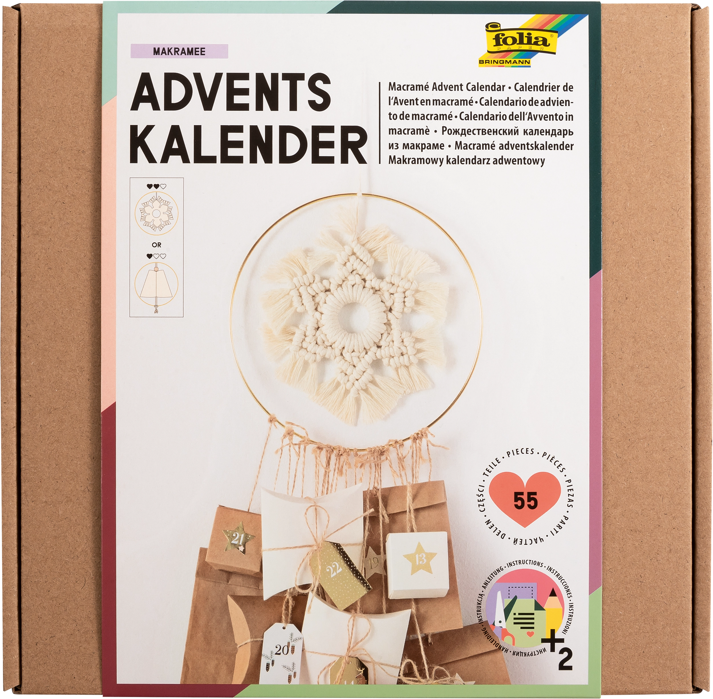 Adventskalender-Set, Makramee, 55 Teile