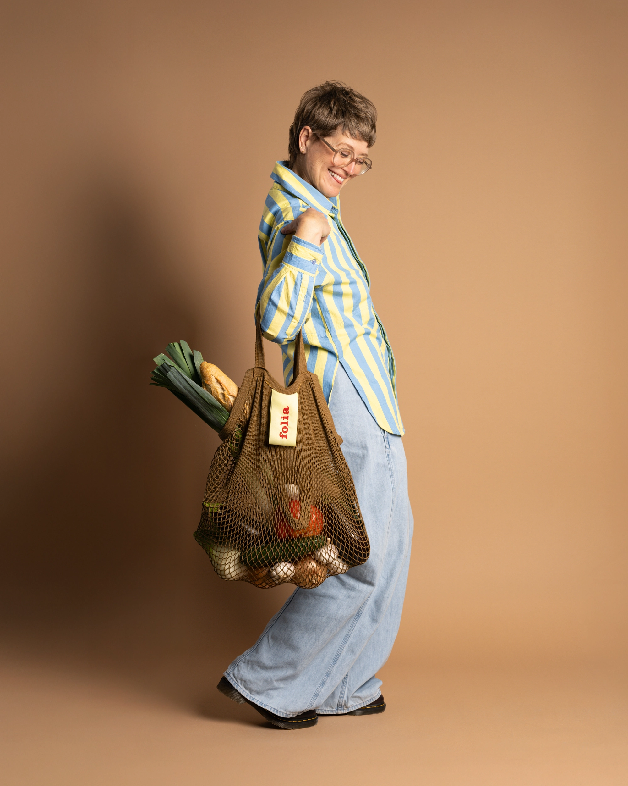 Mesh tote bag olive green