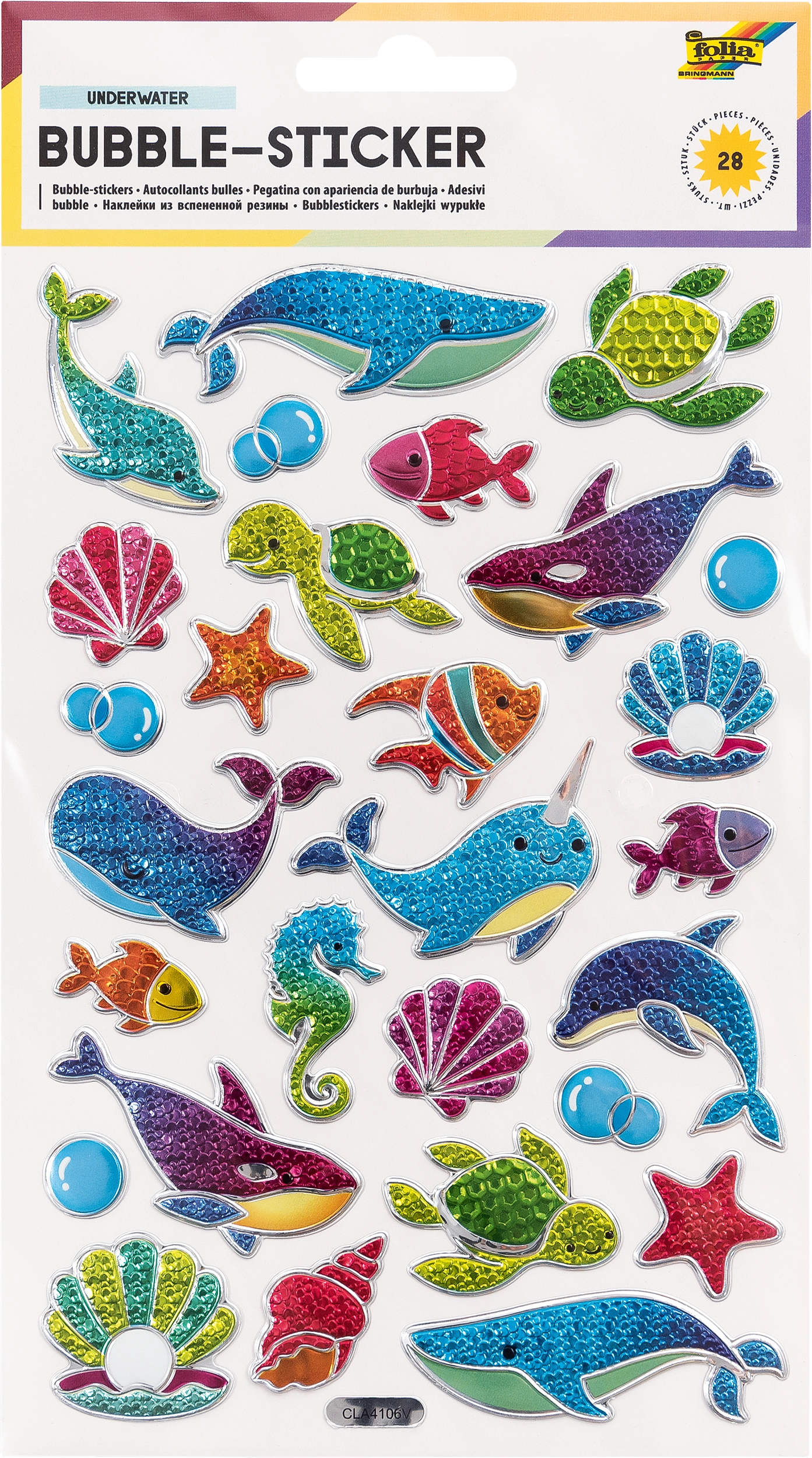 Bubble-Sticker, Unterwasser, 28 Sticker, 1 Blatt