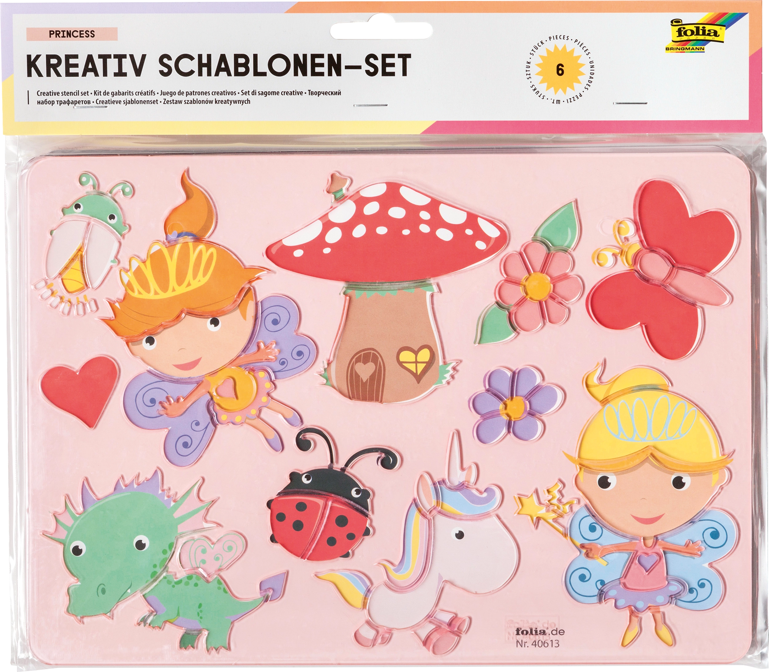 Kreativ Schablonen-Set, Prinzessin, 18,8 x 26,7 cm