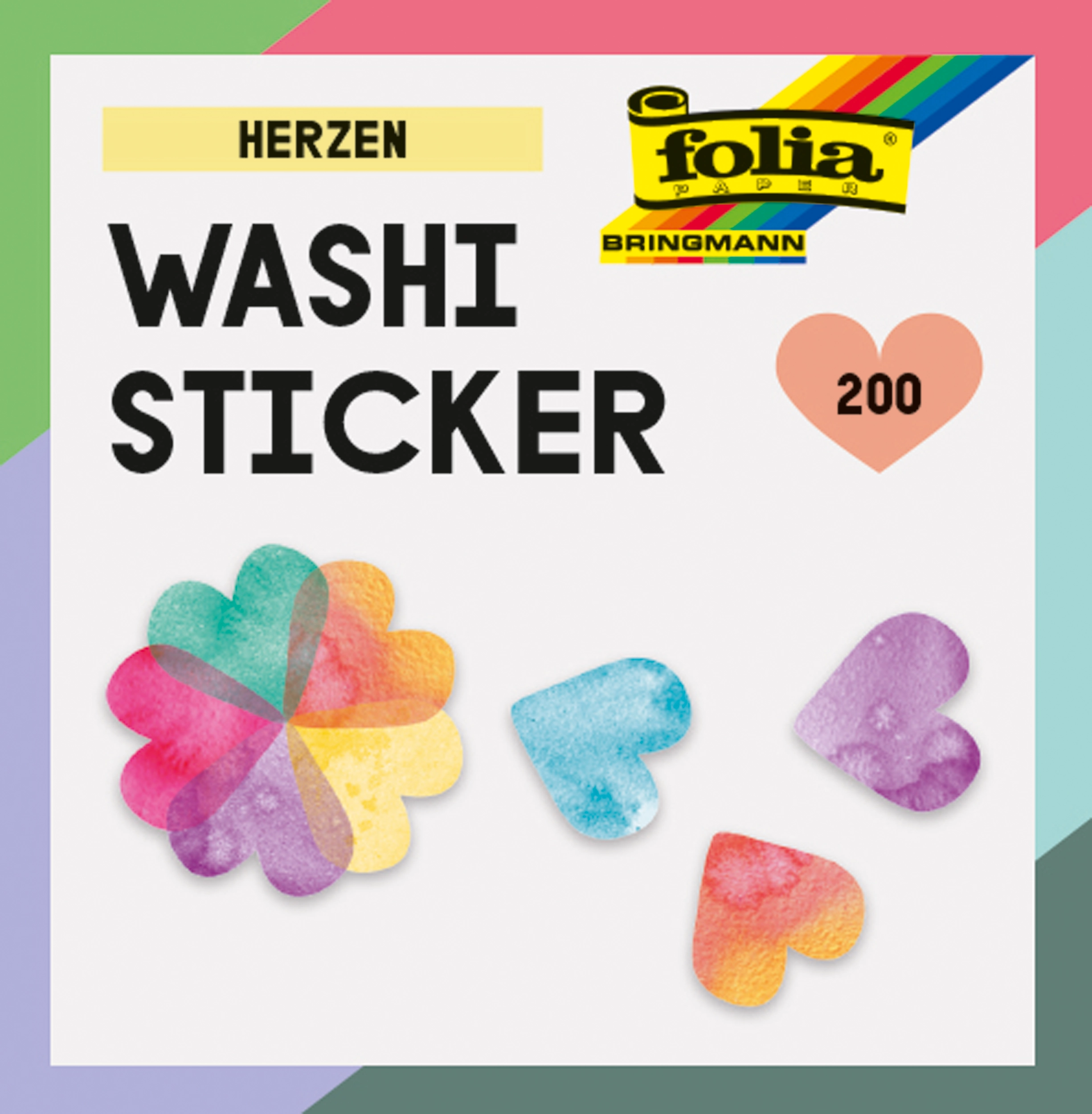 Washi-Sticker, Herzen, 200 Sticker