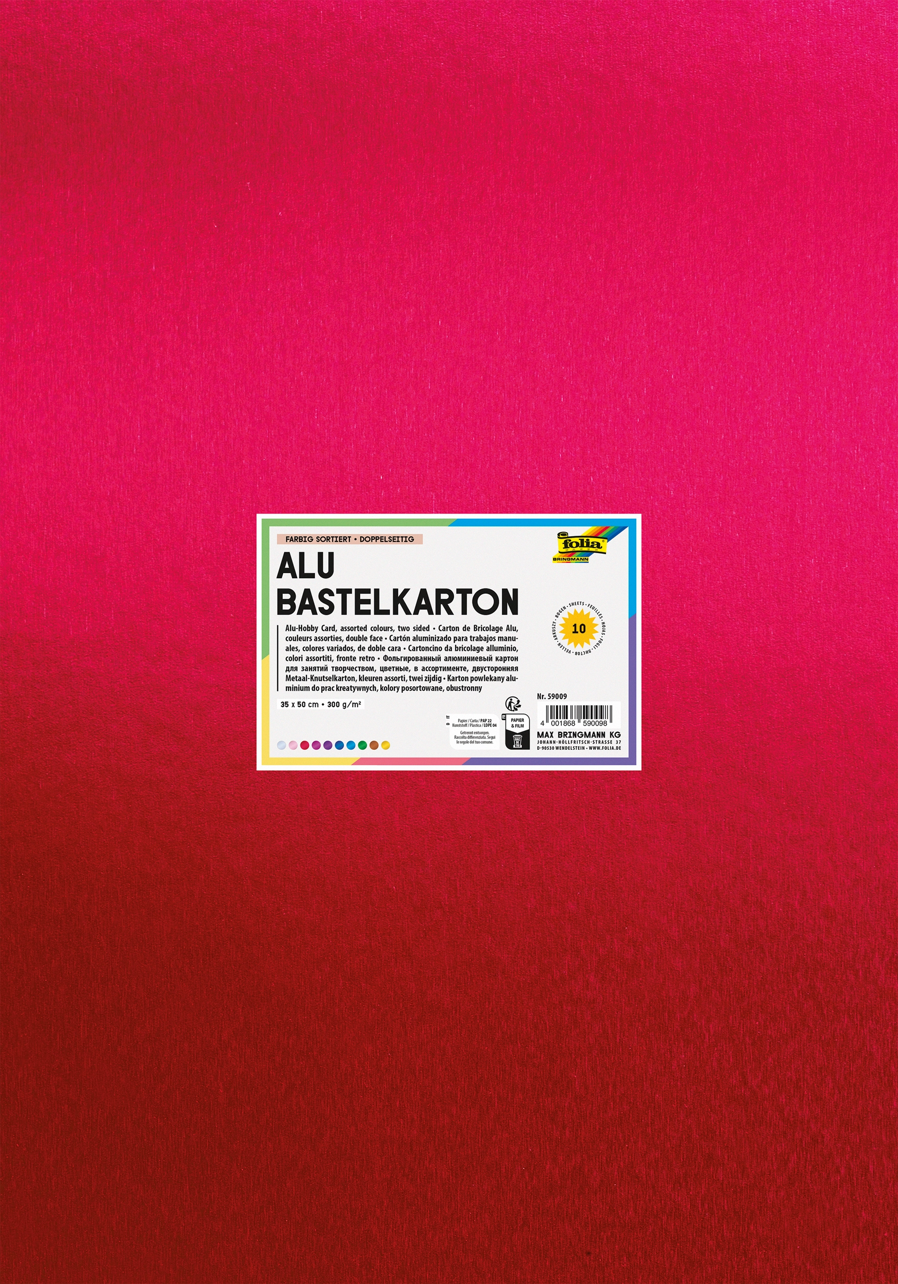 DIY Alu Bastelkarton, Mix Bunt, 35 x 50 cm, 10 Blatt, 1 Pack