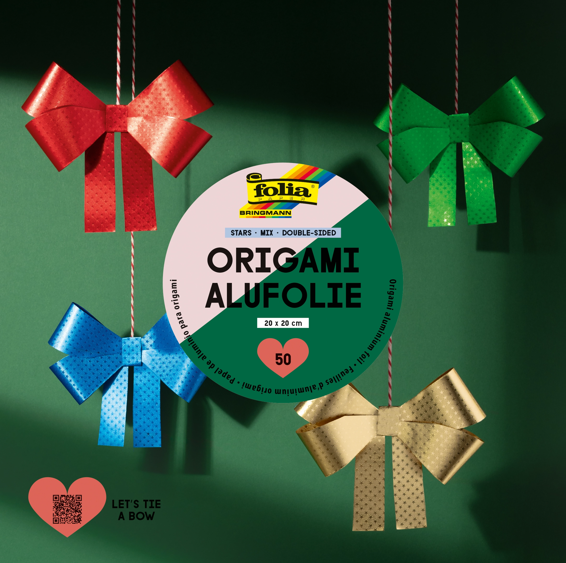 Origami Aluminium Foil, Stars, Mix, Double-Sided, 20 x 20 cm, 50 sheets