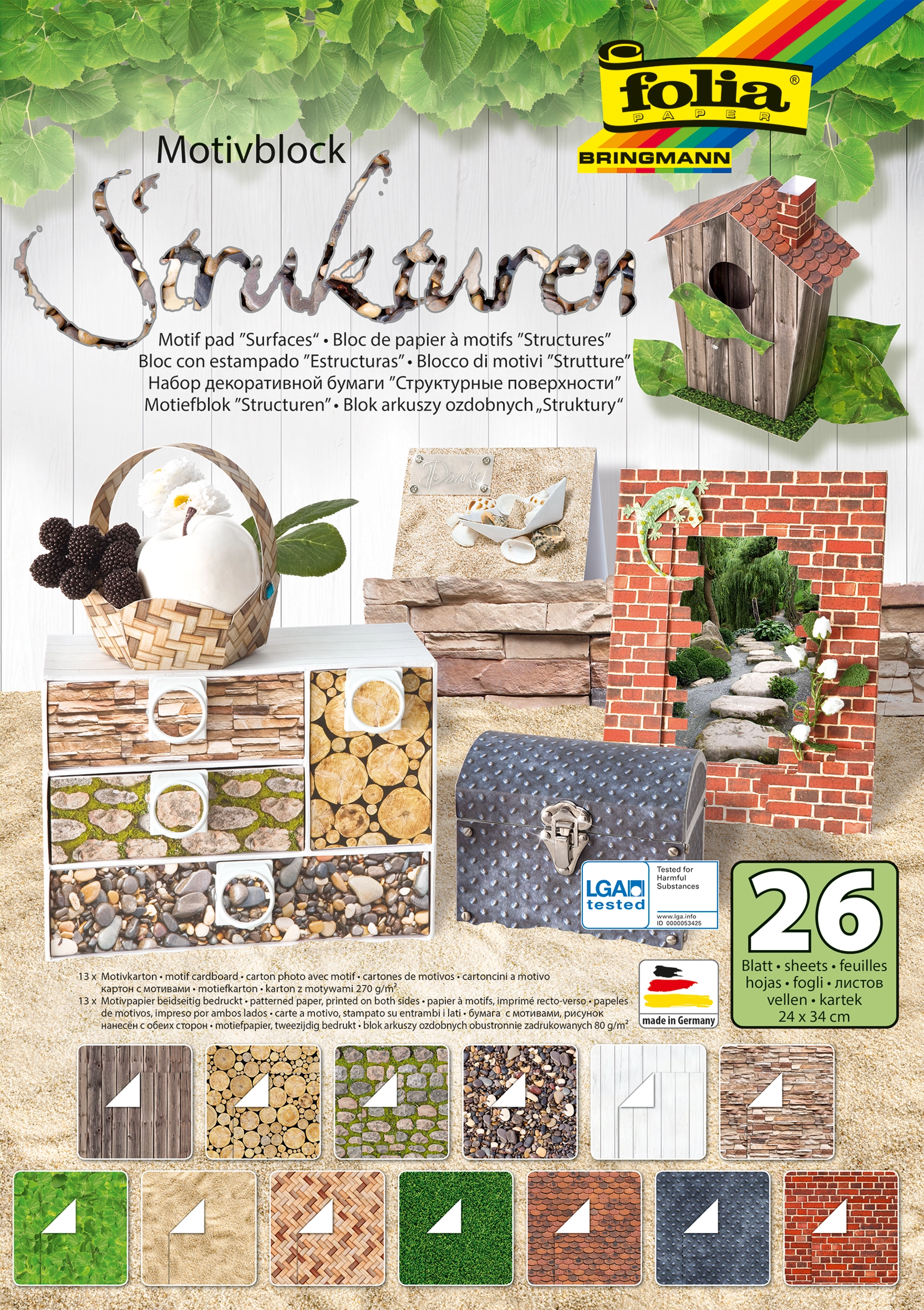 Motif Pad, Structures, 24 x 34 cm, 80 g/m², 270 g/m², 26 sheets