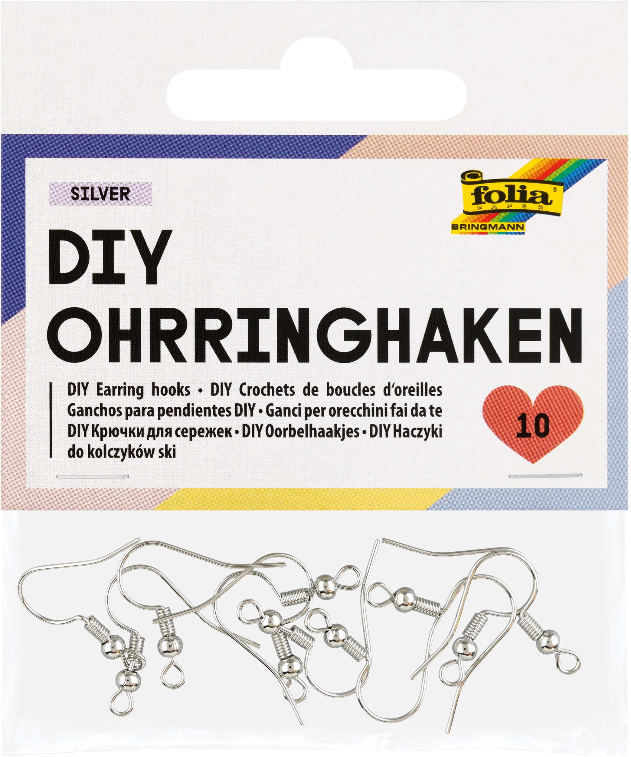 DIY Earring Hooks, Silver, 10 pieces