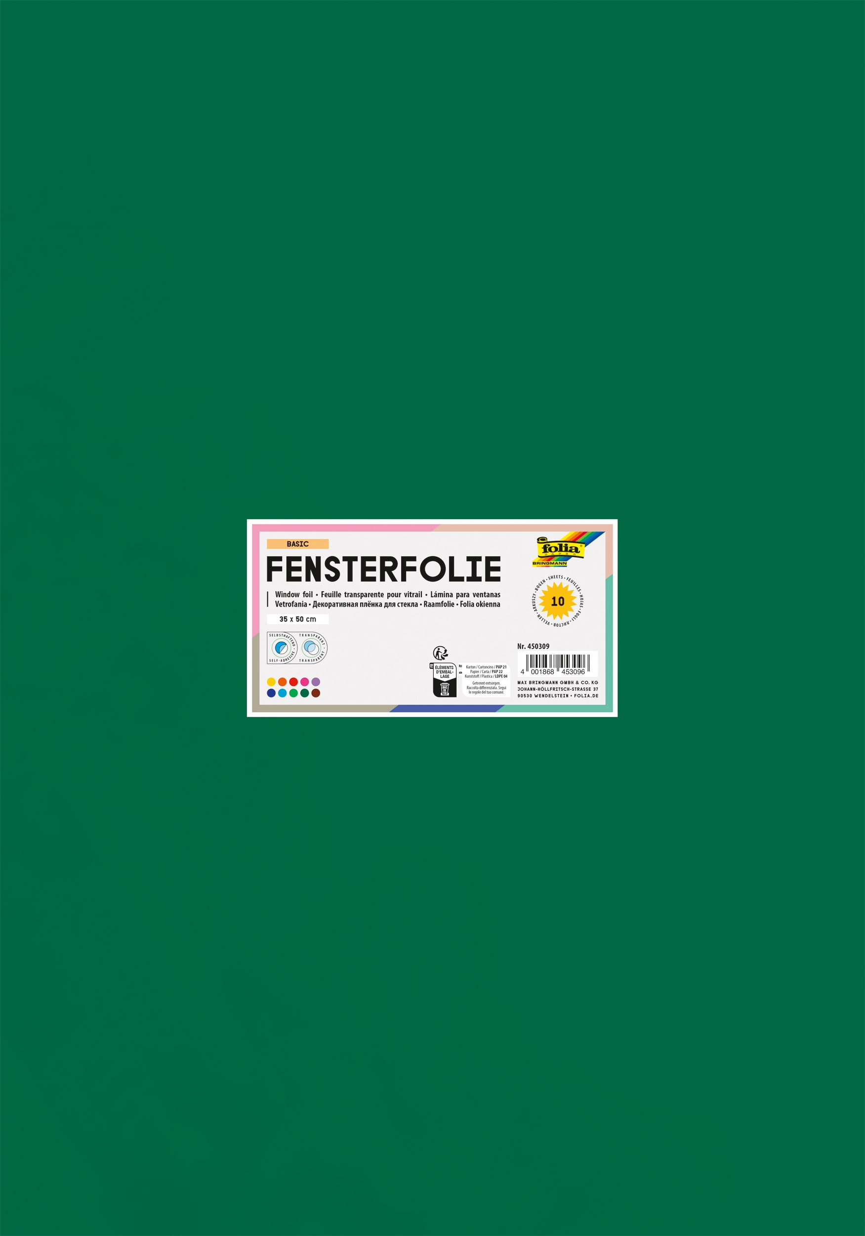 Fensterfolie, Basic Mix, Transparent, Selbsthaftend, 35 x 50 cm, 10 Blatt