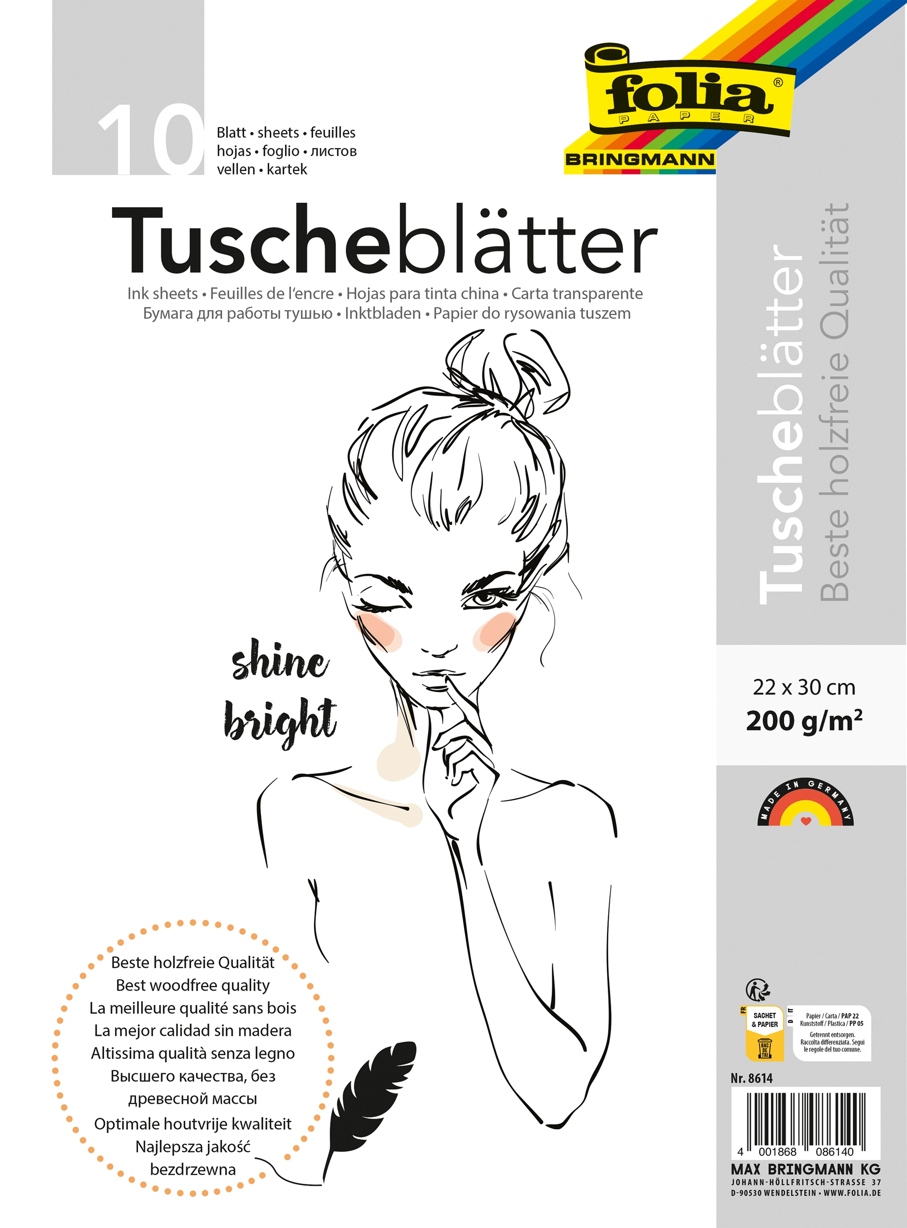 Ink Sketch Paper, 22 x 30 cm, 200 g/m², 10 sheets, 1 pack