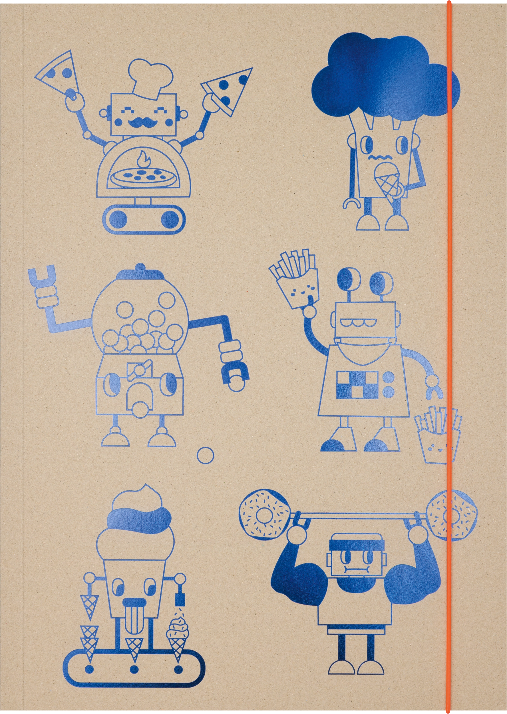 Folders, Hungry Robots, with Elastic Band, DIN A3, 5 pieces