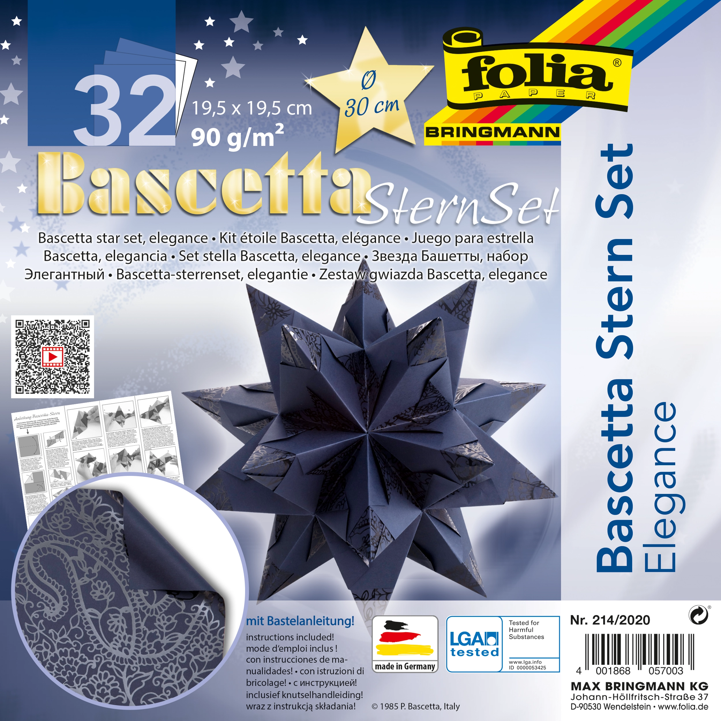 Bascetta Stern, Elegance, Indian Dreams, Blue, 19,5 x 19, 5 cm, 90 g/m², 1 Stern